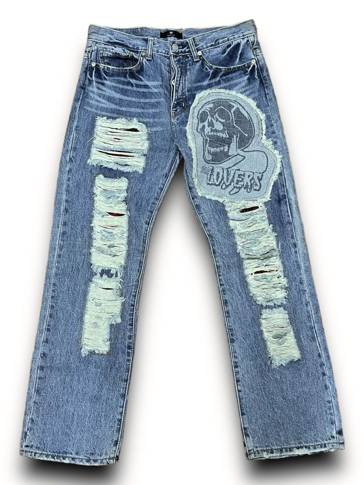 Designer × Japanese Brand SUPER LOVERS ROCK DISTRESSED JEANS JAPANESE BRAND DENIM Size US 32 / EU 48 - 1 Thumbnail