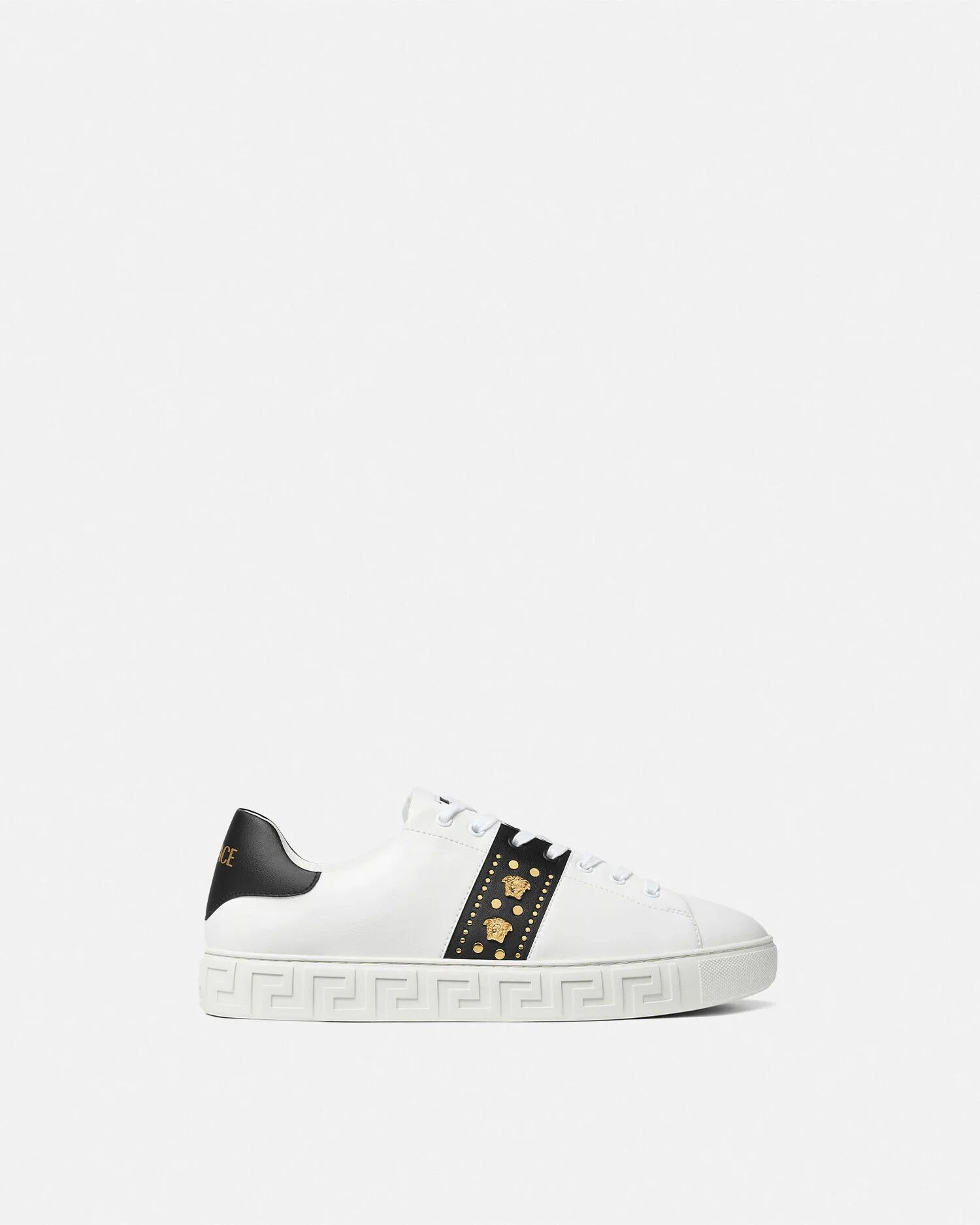 Versace os11x0326 Studded Greca Sneakers in White/Black Size US 6 / EU 39 - 1 Thumbnail