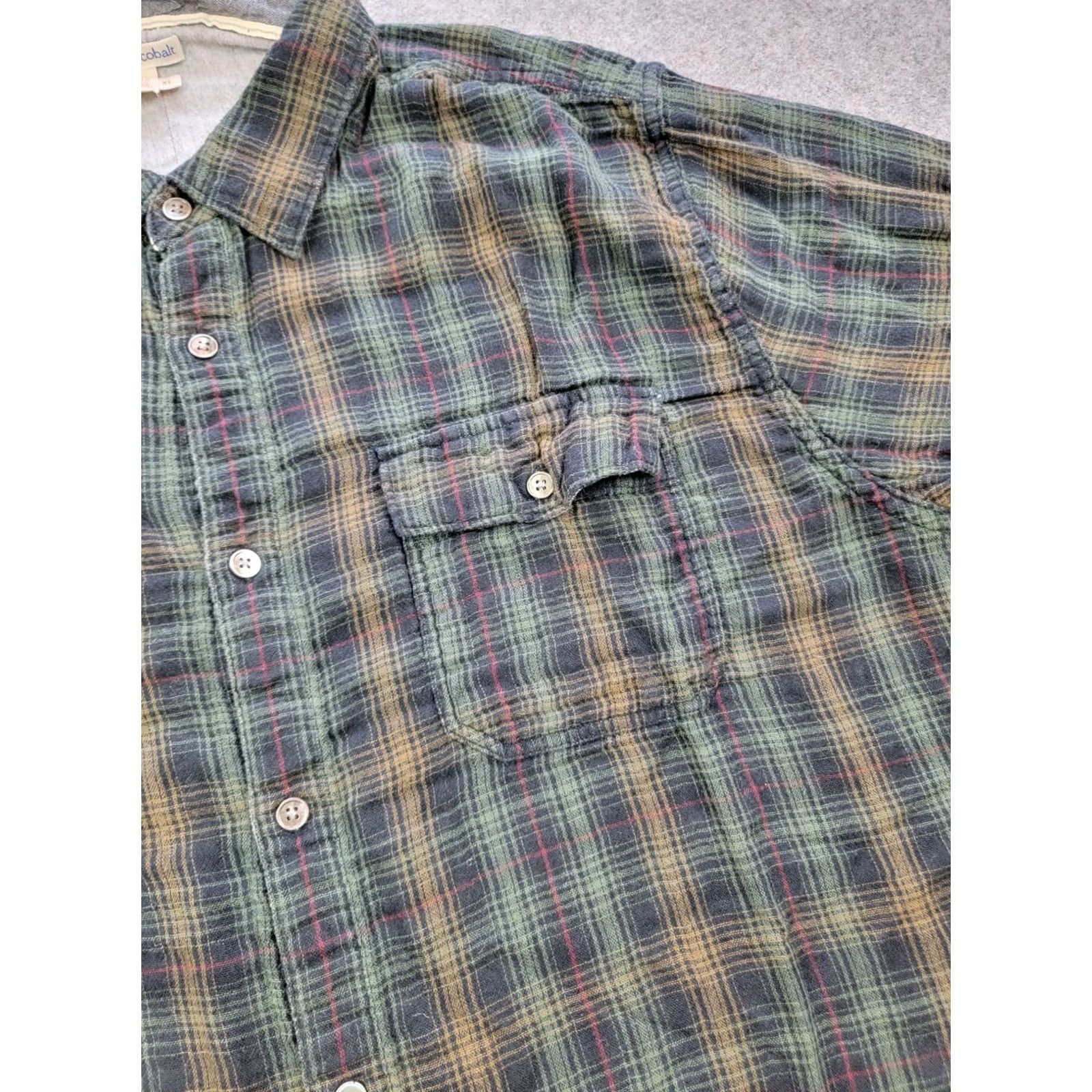 Carbon2Cobalt Carbon 2 Cobalt Shirt Mens XL Green Black Red Plaid Long Sleeve Button Up Casual Size US XL / EU 56 / 4 - 5 Thumbnail