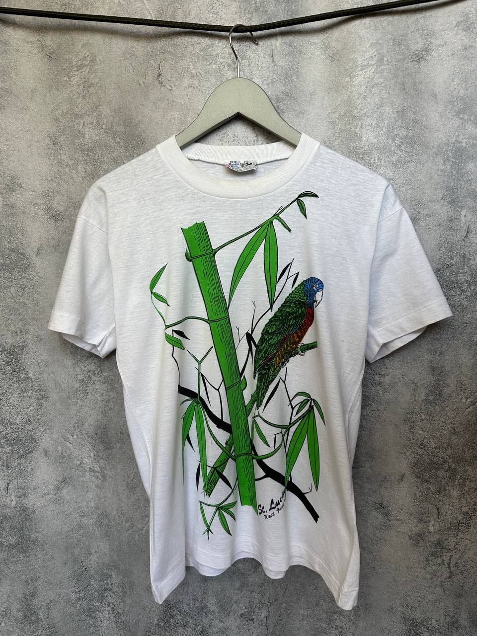 Vintage St. Lucia Parrot Bamboo Graphic Tee by Double Bull 80s/90s Size US S / EU 44-46 / 1 - 1 Thumbnail