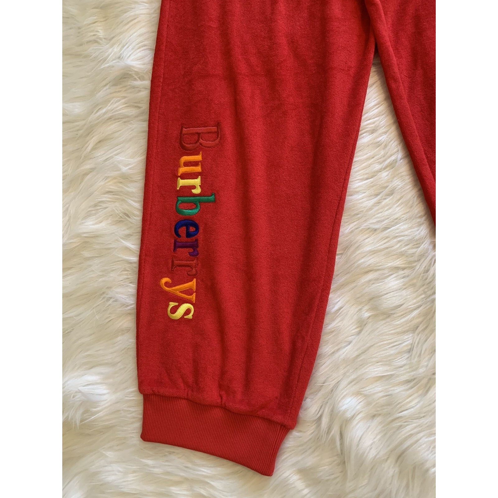 Burberry Burberry New Rainbow Logo Sweatpants Embroidered Bright Red Size US 34 / EU 50 - 2 Thumbnail