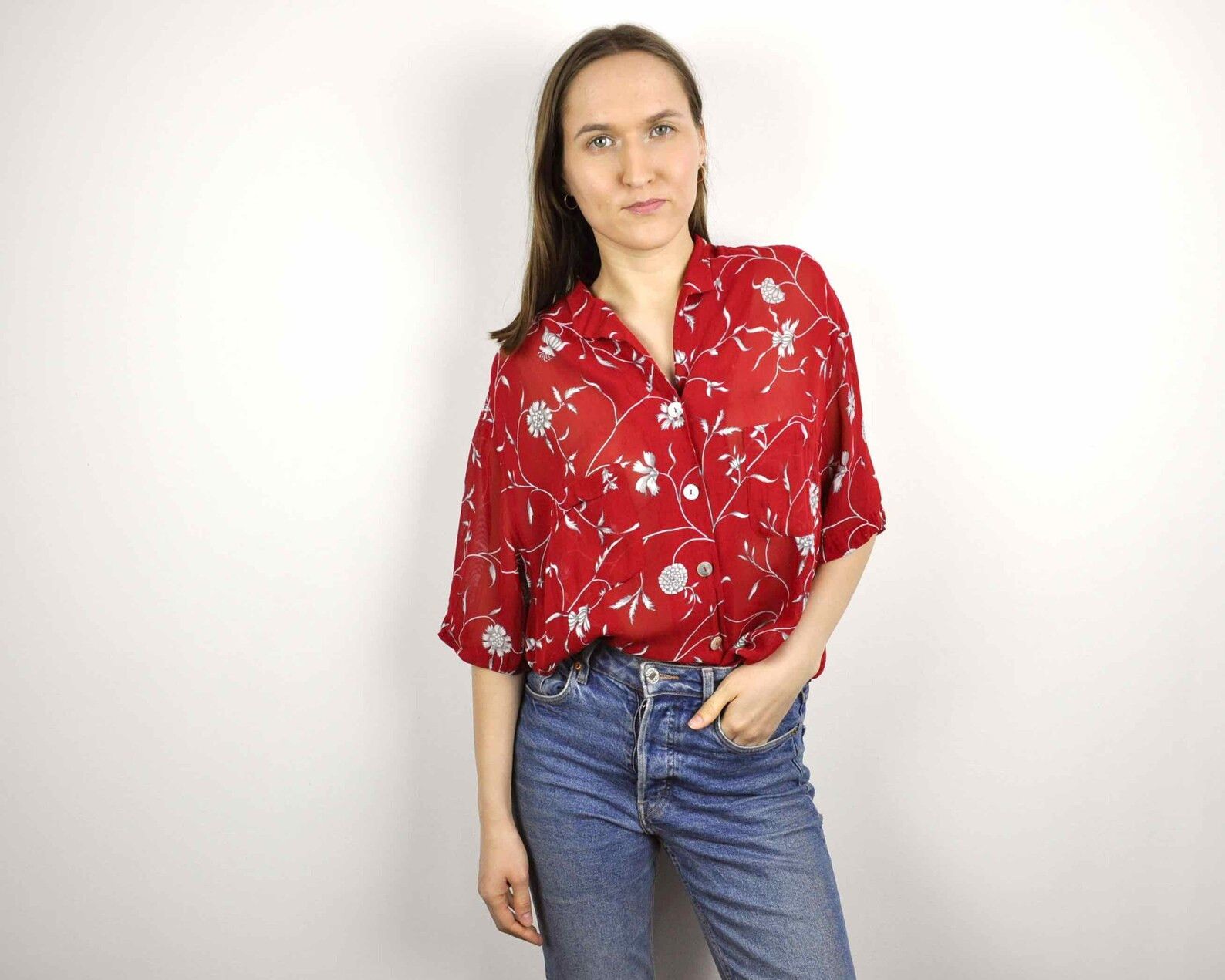 Other × Vintage TRU Oversized US 16 Transparent L Blouse UK 18 Shirt Top Tee Size L / US 10 / IT 46 - 1 Thumbnail