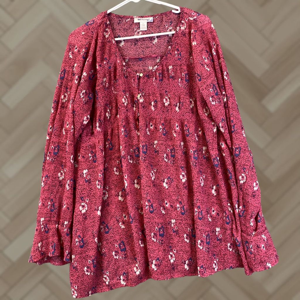Vintage Motherhood Maternity Top Blouse Women's L Long Sleeve Purple Floral Button Up V-Neck Buttoned Casual All Seasons Women Medium Purple Floral 32-38 Size L / US 10 / IT 46 - 1 Thumbnail