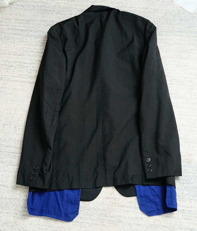 Yohji Yamamoto Yohji Yamamoto Yohji Yamamoto Black Blazer with Blue Detai Size US M / EU 48-50 / 2 - 5 Thumbnail