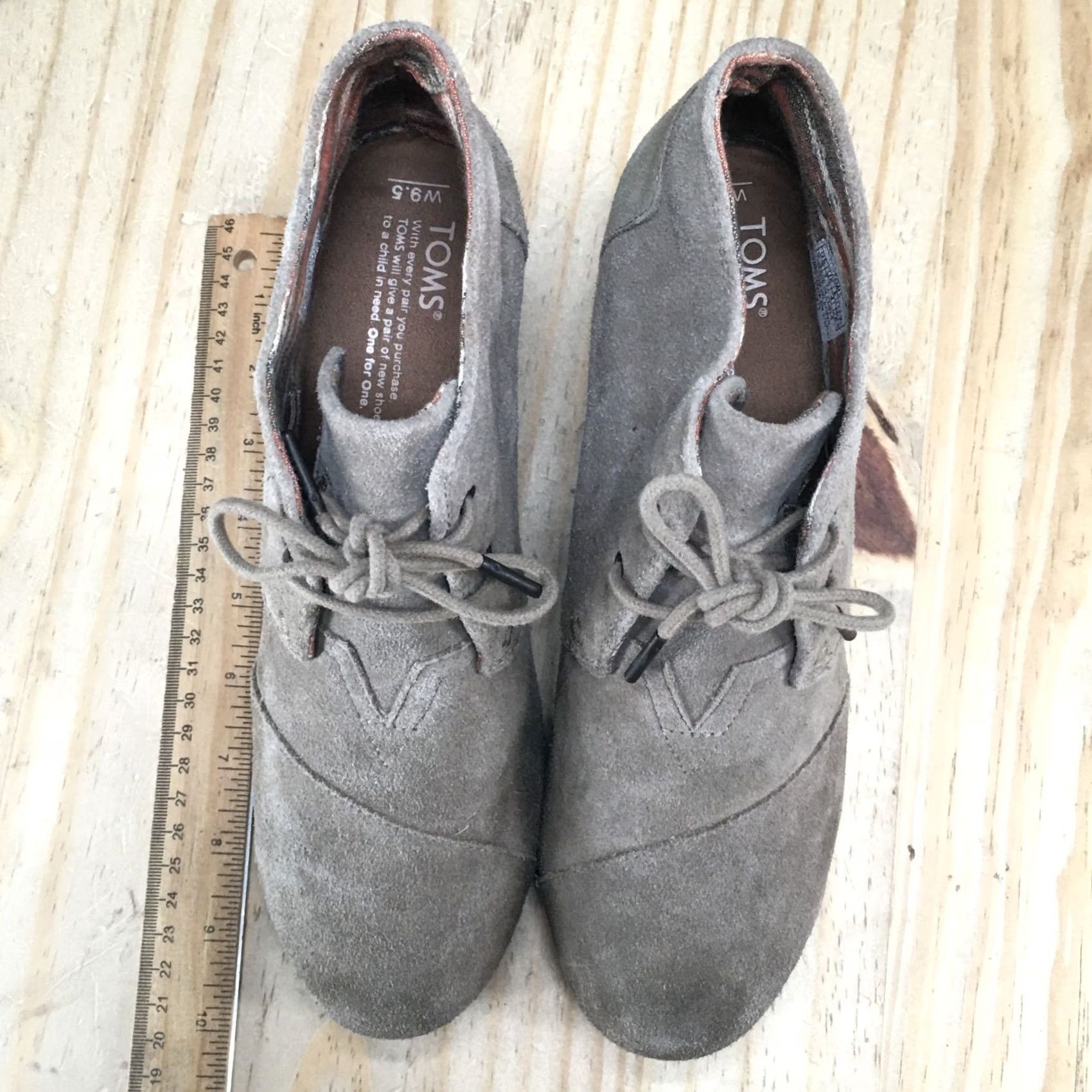 Toms TOMS Boots Womens 9.5 Taupe Desert Wedge Booties Suede Lace Up Comfort Round Toe Casual Everyday Size US 10 / IT 40 - 5 Thumbnail