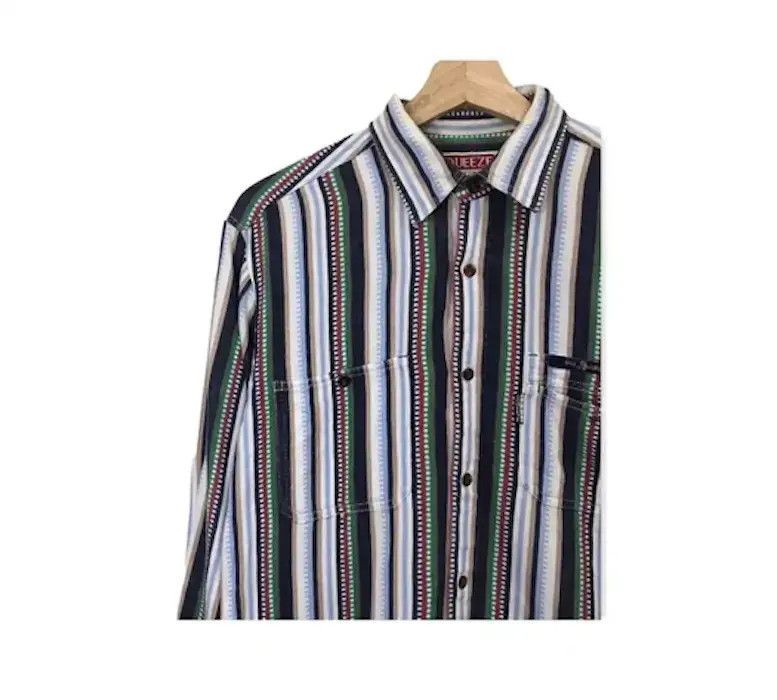 Flannel × Vintage Squeeze Jeans Stripe Design Multicolour style Flannel Shirt Size ONE SIZE - 3 Thumbnail