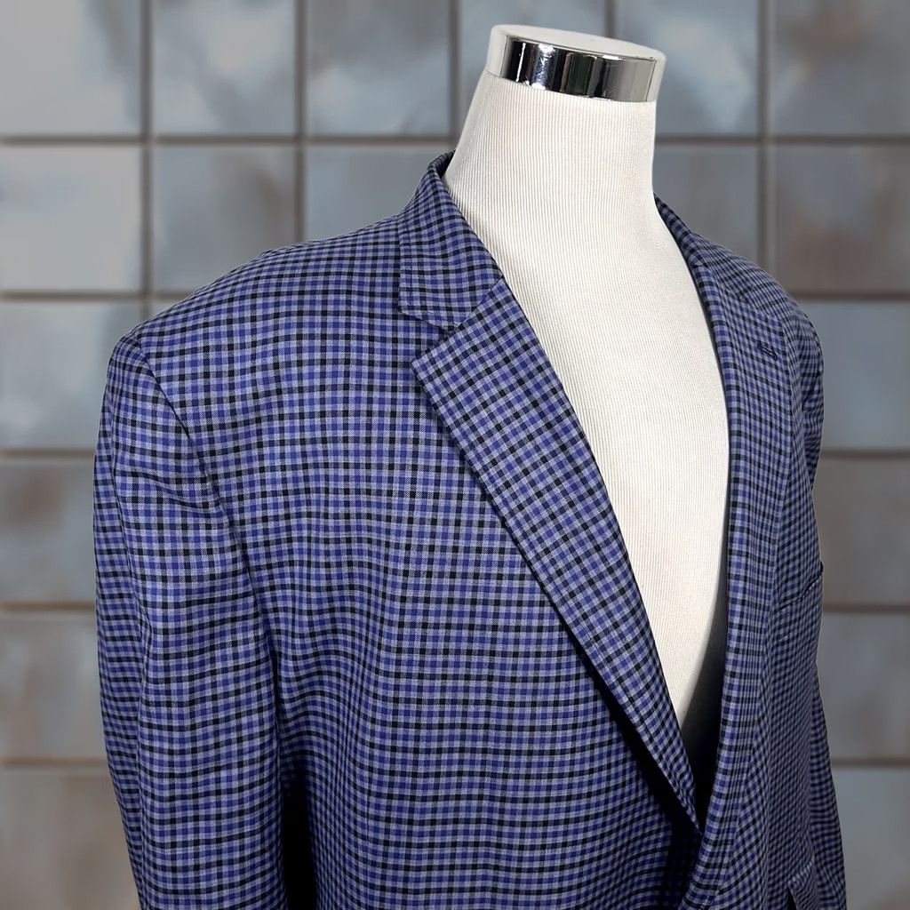 Ted Baker Ted Baker London Sport Coat Blue Plaid Wool Two Button Vented 54L Size US XS / EU 42 / 0 - 1 Thumbnail