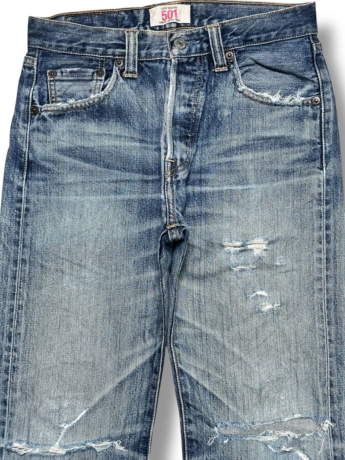 Levi's Levis 501 Vintage Y2K With Distressed Straight Leg Butterfly Size US 30 / EU 46 - 2 Thumbnail