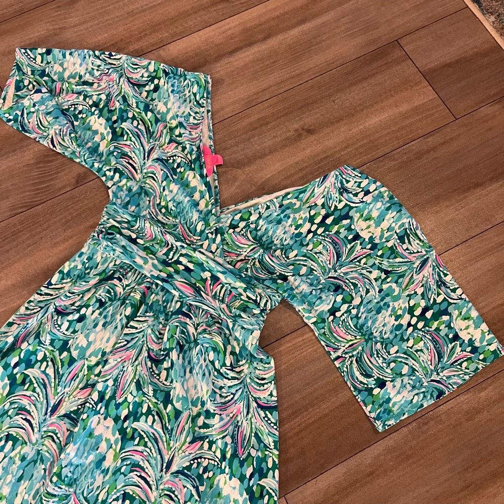 Lilly Pulitzer Lilly Pulitzer Womens V-Neck Green/Blue Pattern Jessi Flutte Size S / US 4 / IT 40 - 5 Thumbnail