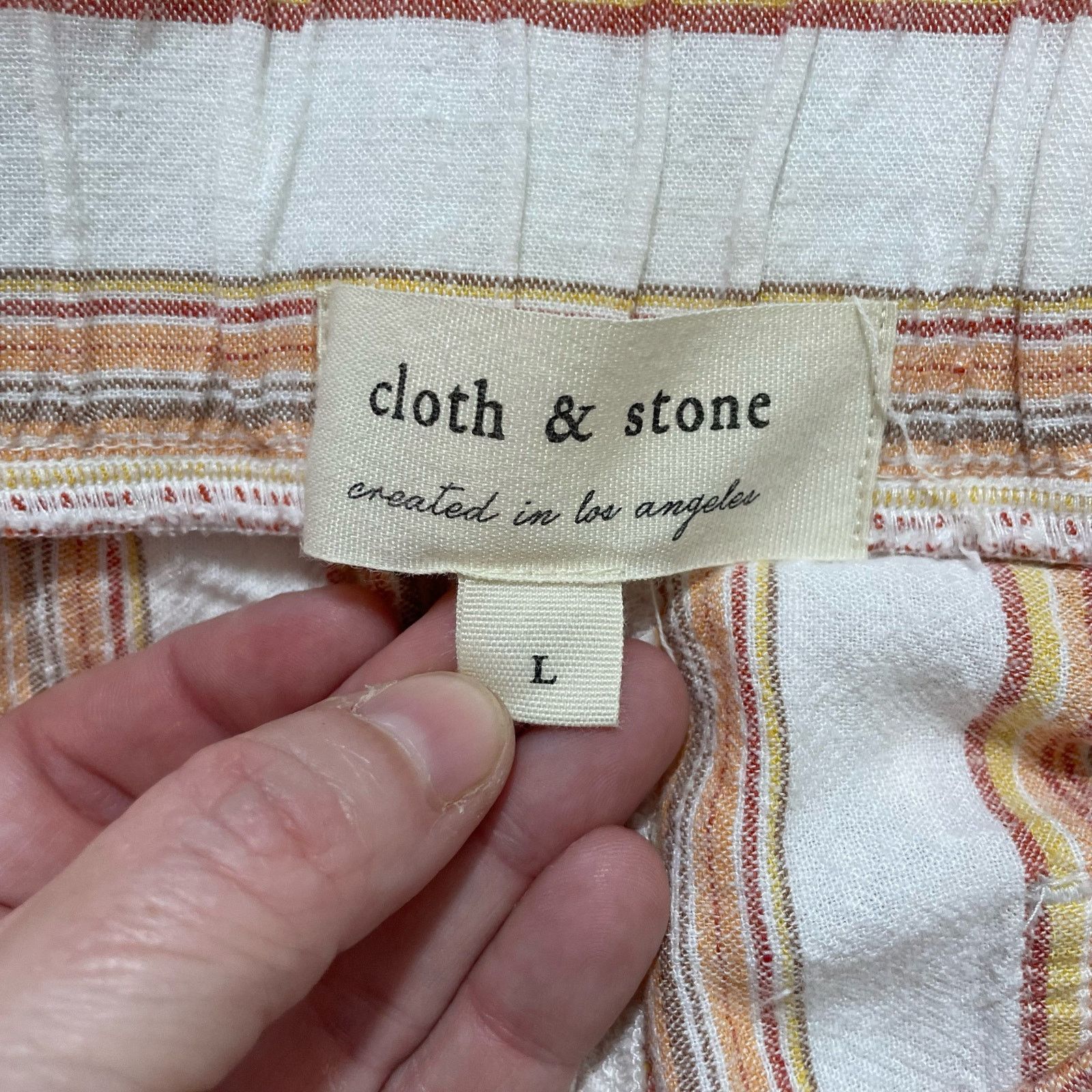 Anthropologie Cloth & Stone Orange Striped Wide Leg Cropped Pants - Large Size 32" / US 10 / IT 46 - 4 Thumbnail