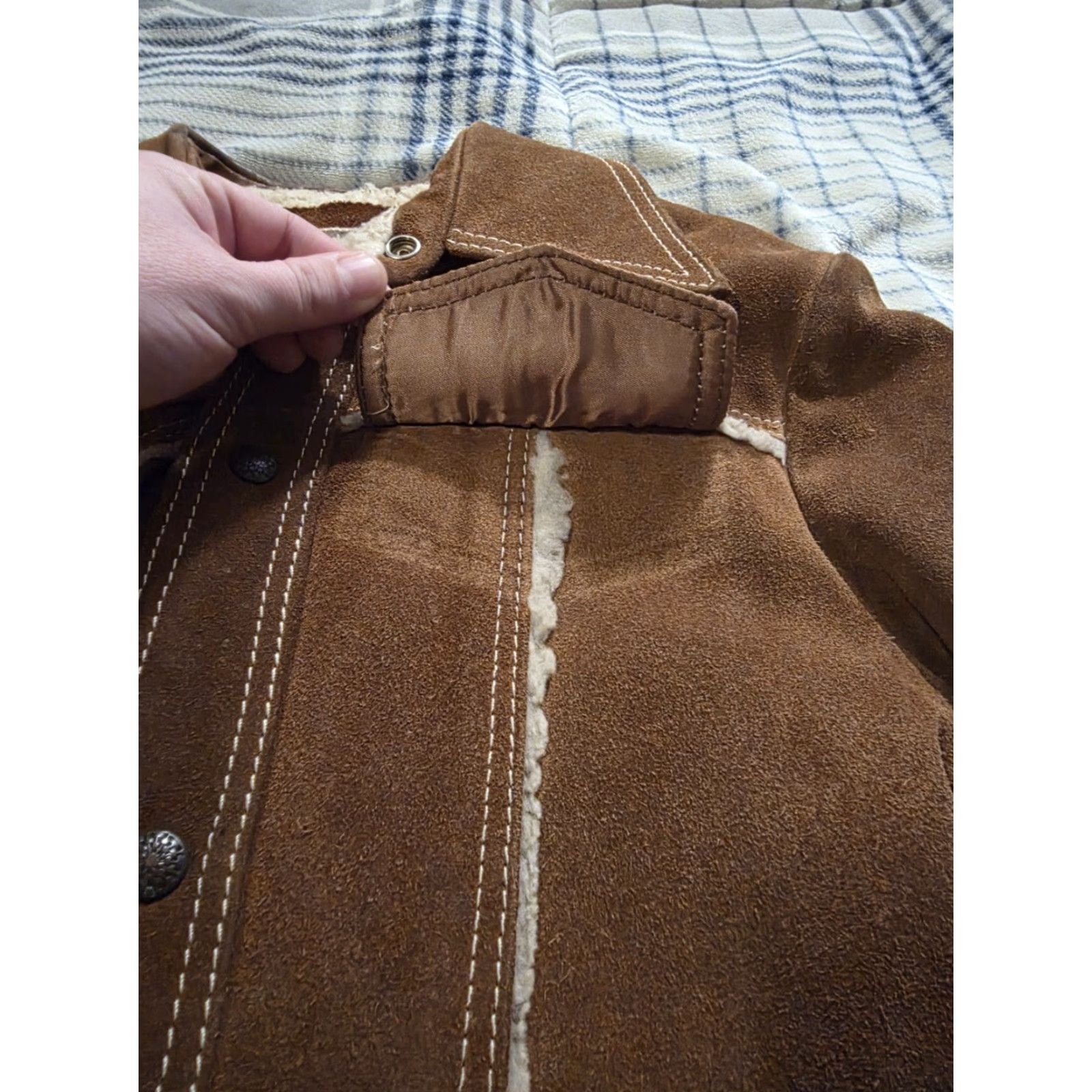 Vintage VINTAGE Pioneer Wear Western Suede Leather Jacket Chore Look Sherpa Lined Men's Small Brown 1970s US Size US S / EU 44-46 / 1 - 7 Thumbnail