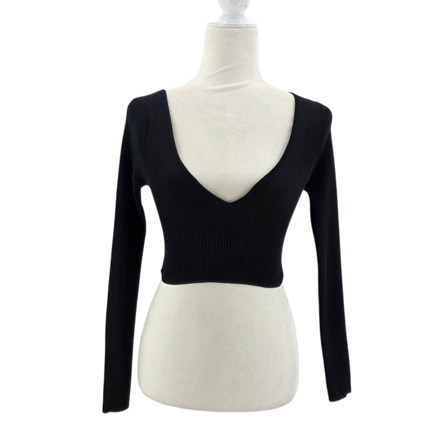 Other JLUXLABEL Womens Small Top Cropped Fitted Ribbed Knit Black Size S / US 4 / IT 40 - 1 Thumbnail