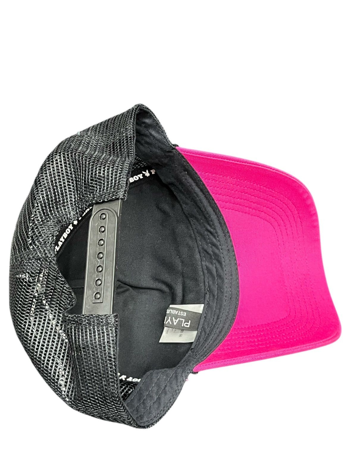 🐇Vintage PLAYBOY Embroidery Spellout Black Pink Trucker Hat