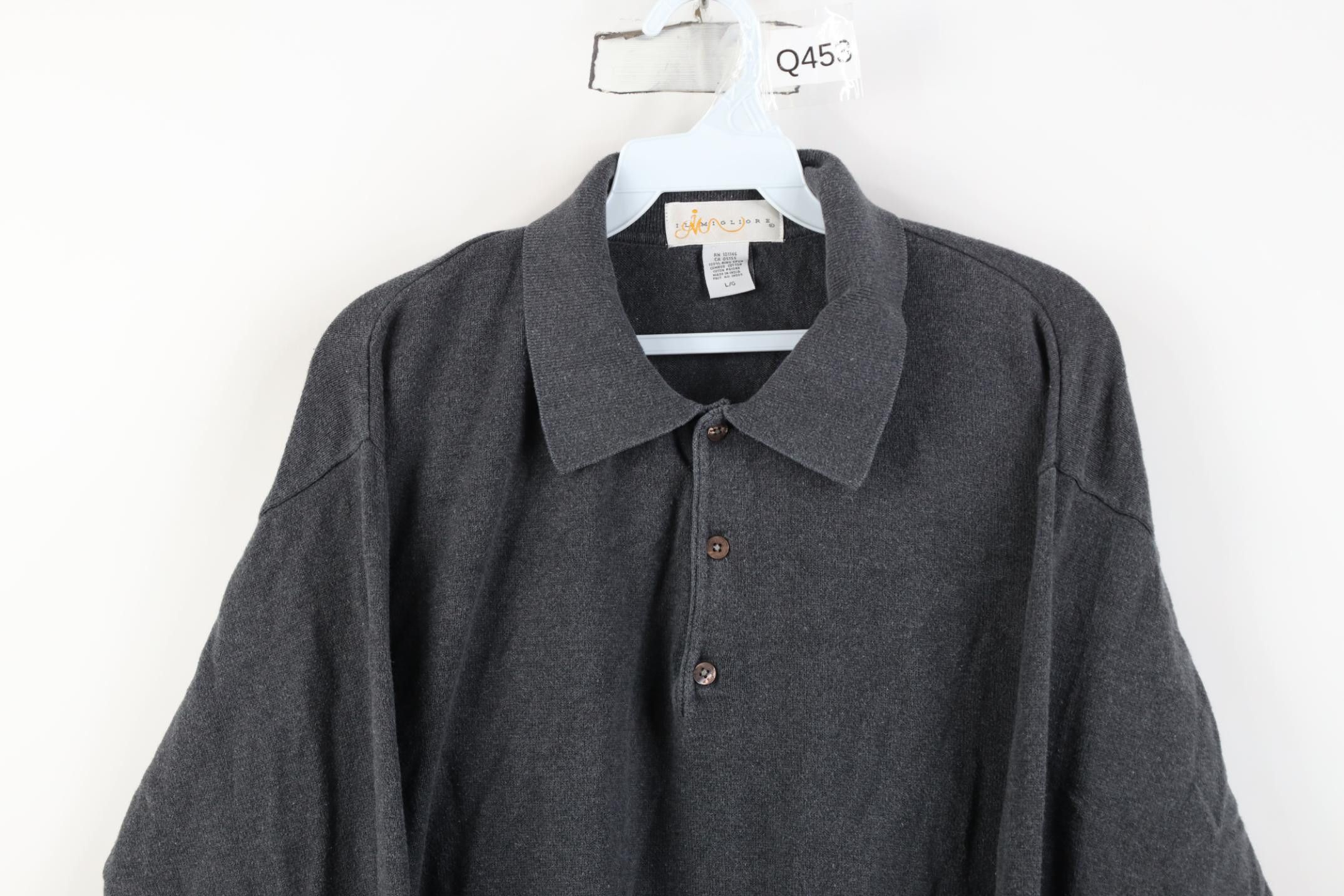 Vintage Vintage 90s Streetwear Cotton Knit Collared Polo Shirt Gray Size US L / EU 52-54 / 3 - 2 Thumbnail