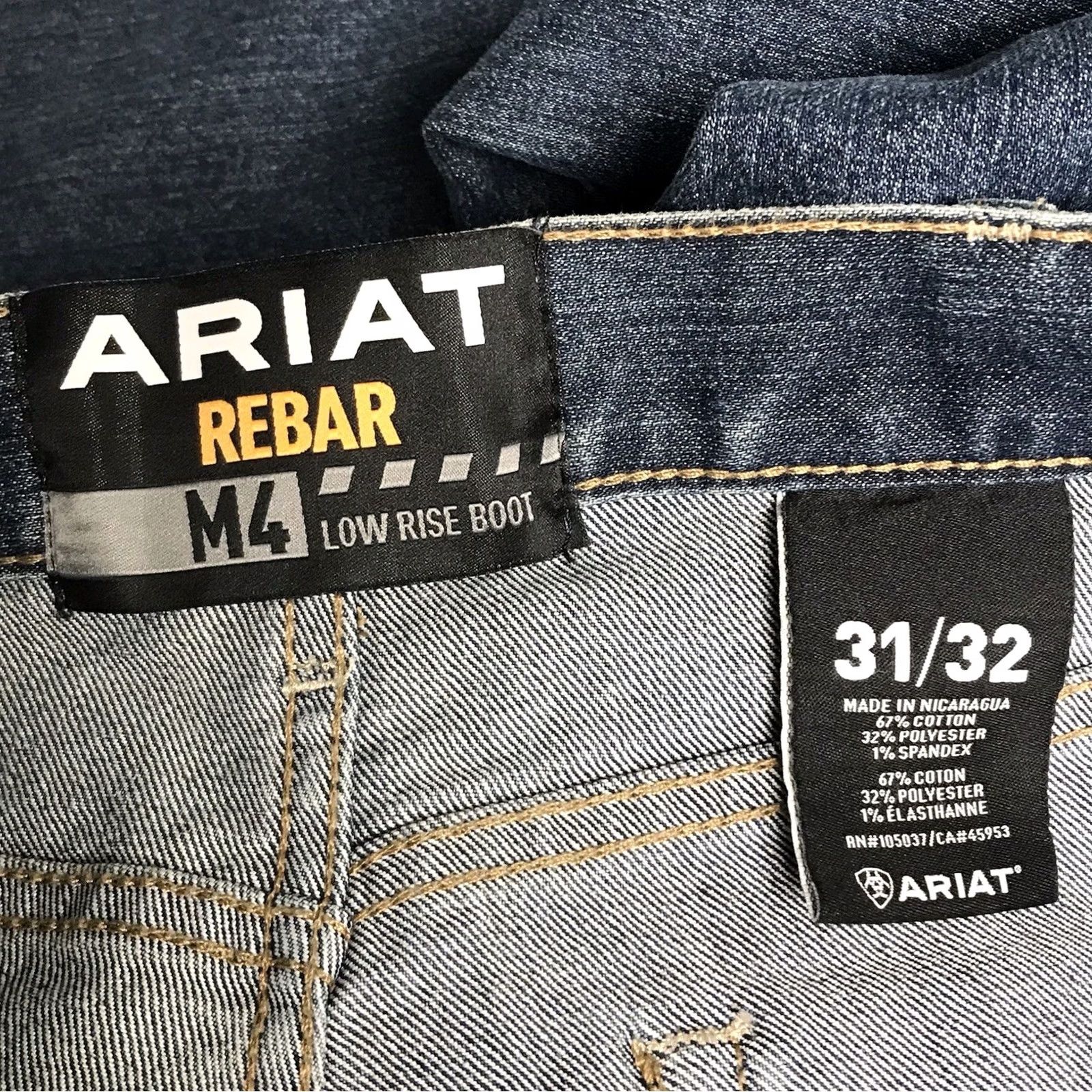 Ariat Ariat Men Blue Rebar DuraStretch M4 Low Rise Boot Cut Jeans 31x32 Jeans Size US 31 - 5 Thumbnail