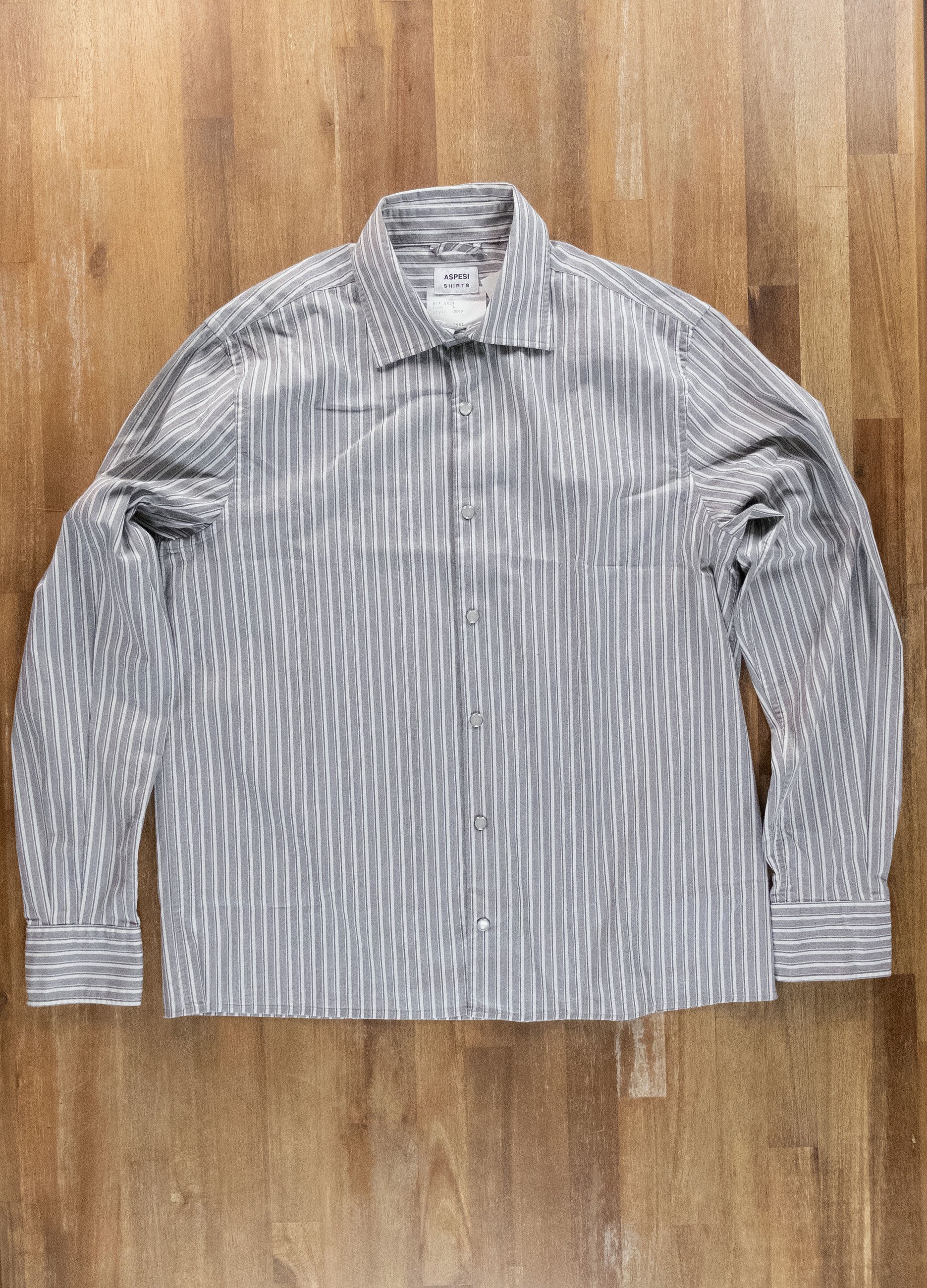 Aspesi ASPESI gray striped flannel cotton dress shirt Size Large Size US L / EU 52-54 / 3 - 1 Thumbnail