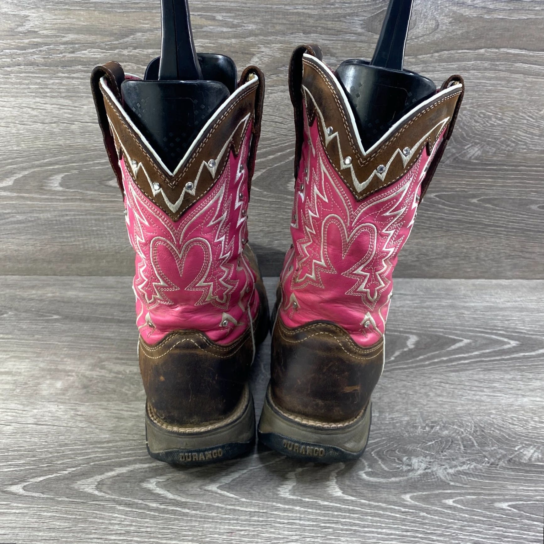 Durango VINTAGE Durango Womens Boots 11 Pink Brown Leather Western Lady Rebel Square Toe Cowboy - Breast Cancer Awareness - Pink Ribbon Womens Shoes Size US 9 / IT 39 - 7 Thumbnail