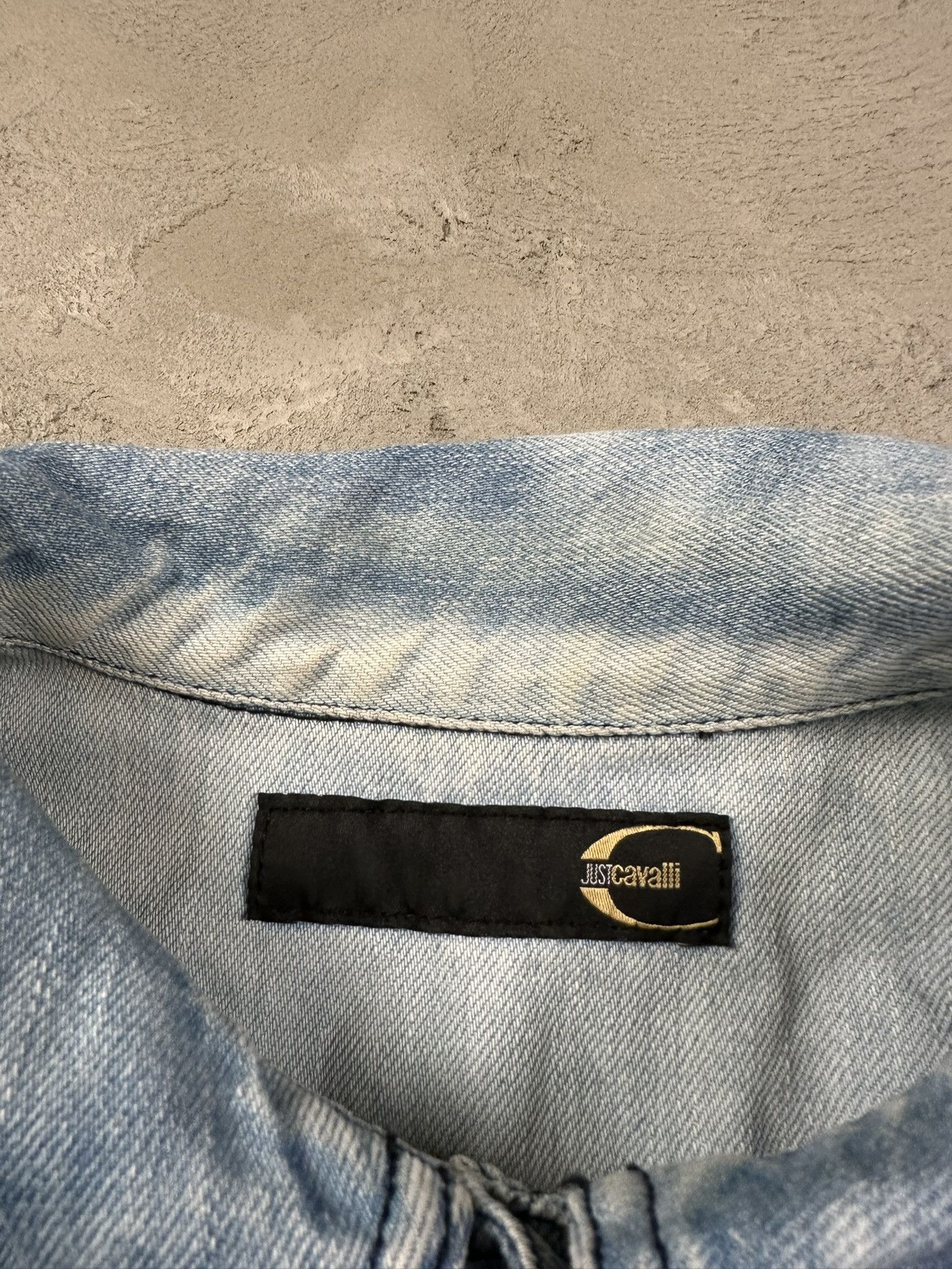 Just Cavalli 2000s Roberto Cavalli Denim Faded Jacket Y2k Size XS / US 0-2 / IT 36-38 - 15 Thumbnail