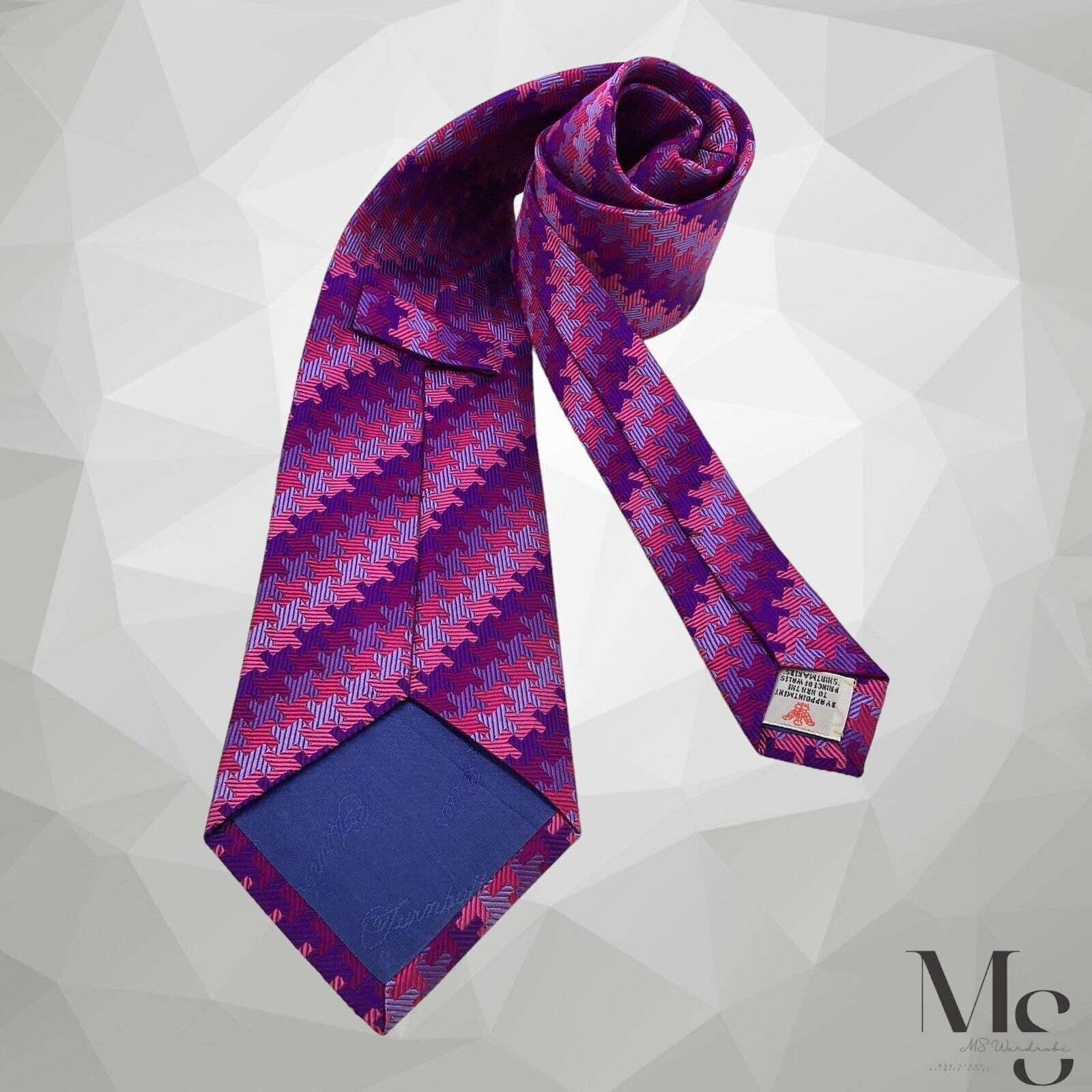 Turnbull & Asser TURNBULL & ASSER Purple Puppytooth Silk Tie Made In England Size ONE SIZE - 2 Thumbnail