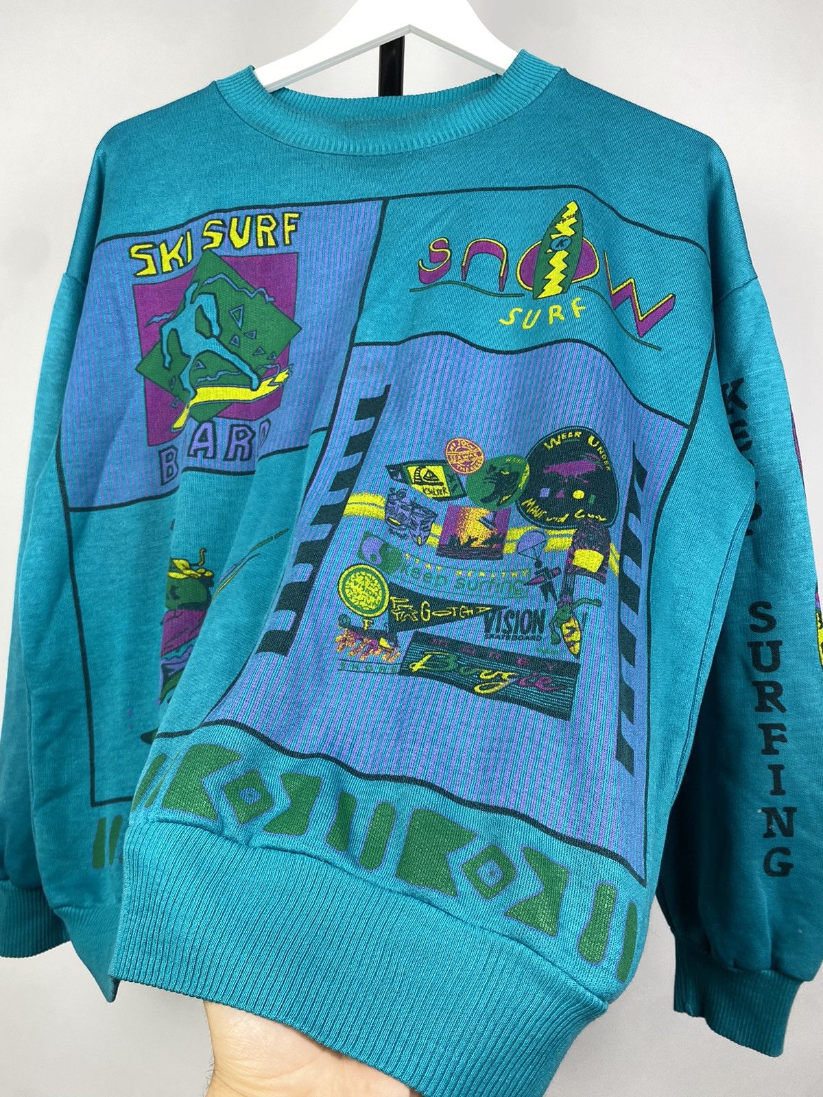 Vintage Vintage 80s ART overprint KEEP SURFING sweatshirt S-M Size US S / EU 44-46 / 1 - 6 Thumbnail