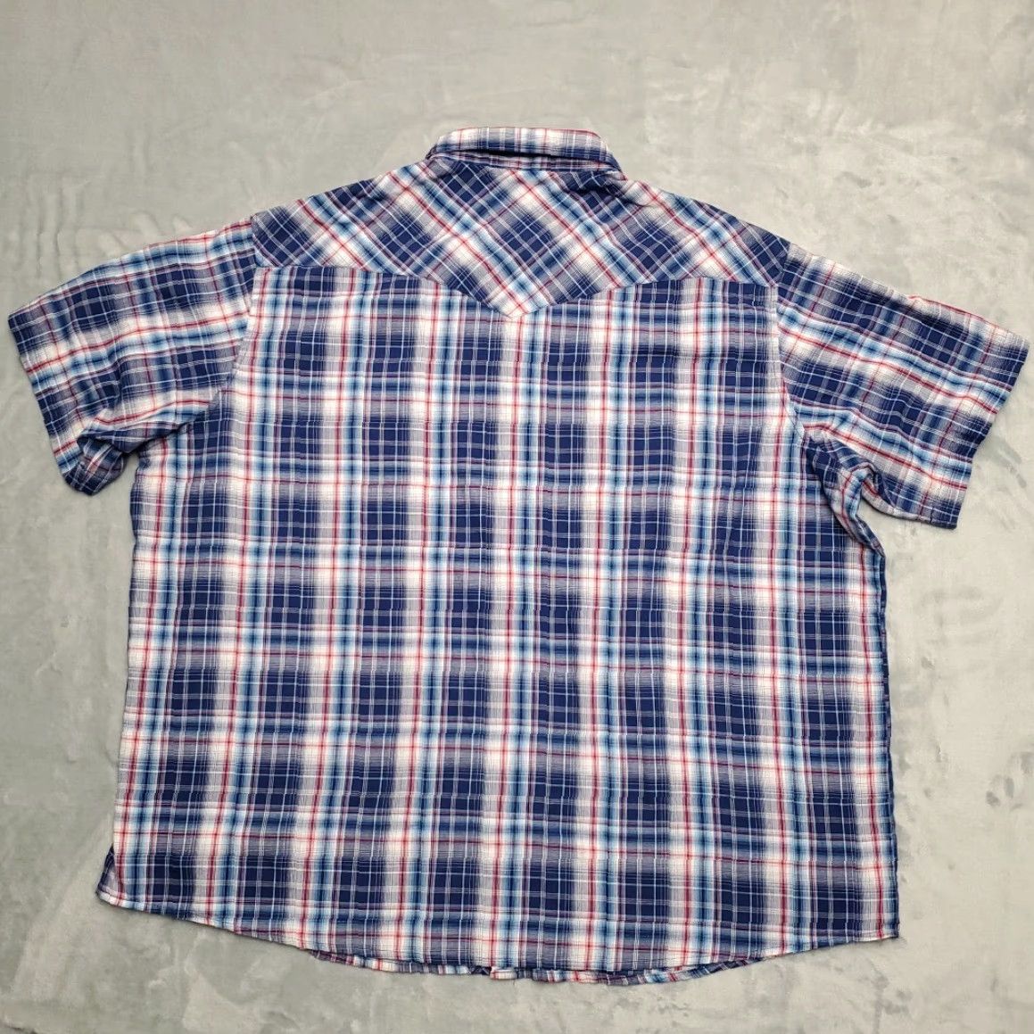 Wrangler Wrangler Shirt Men XXXL Blue Plaid Western Pearl Snap Cowboy Casual Short Sleeve Size US XXL / EU 58 / 5 - 5 Thumbnail