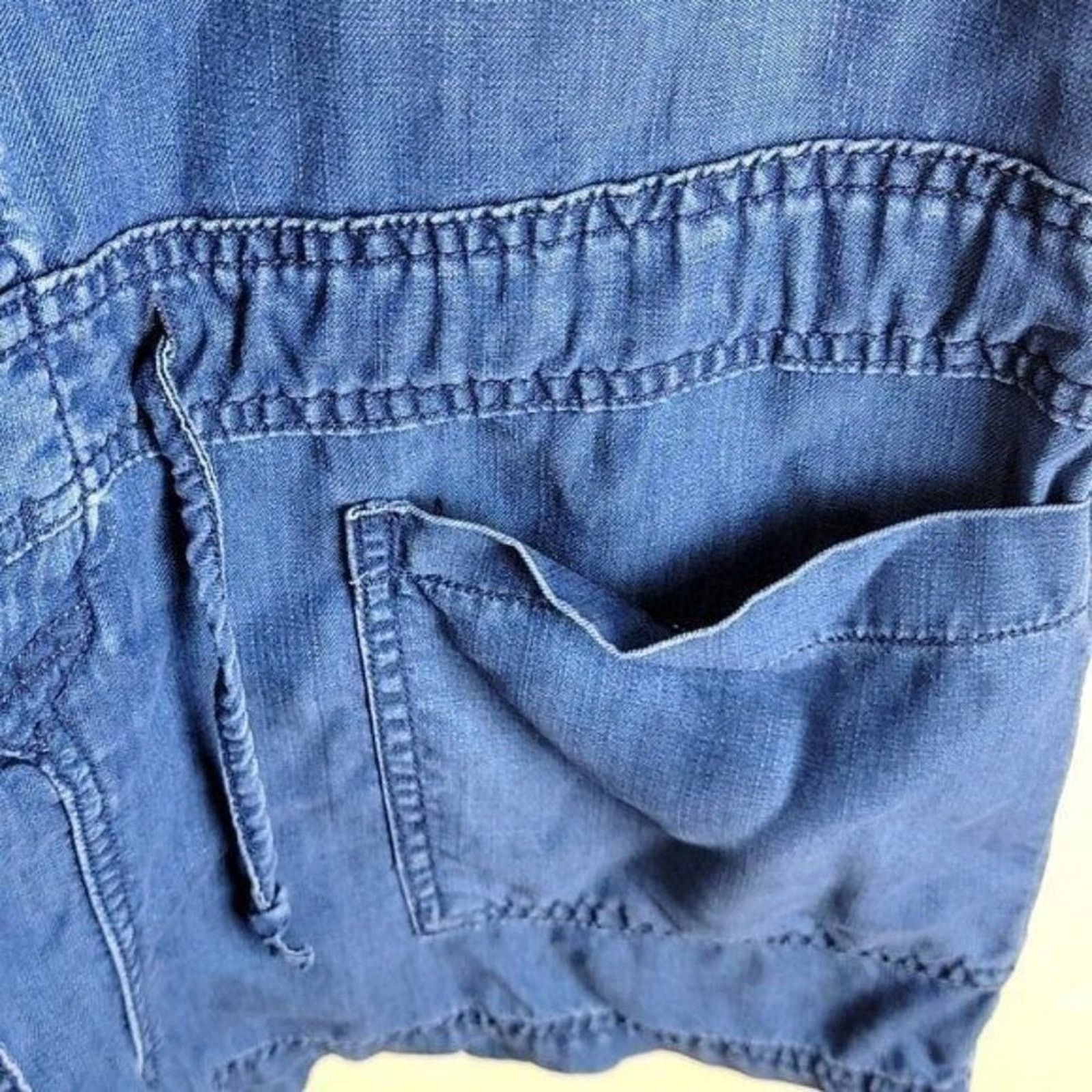 H&M H&M Womens Chambray Utility Romper Sleeveless Pockets Size 27" / US 4 / IT 40 - 5 Thumbnail