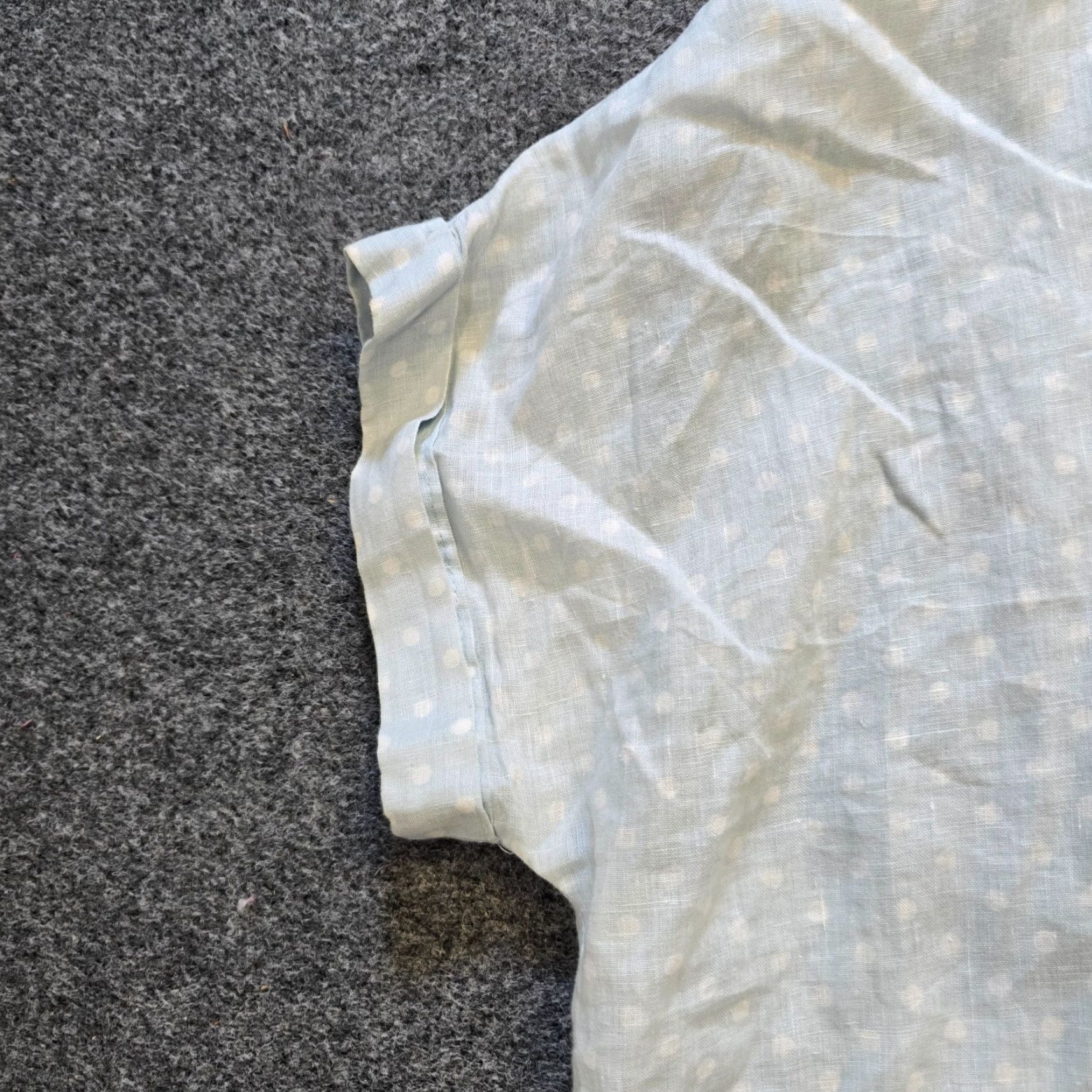 Rachel Zoe Rachel Zoe Top Womens Large Blue White Linen Polka Dot Button Casual Camp Short Sleeve Crew Neck Collared Size L / US 10 / IT 46 - 4 Thumbnail
