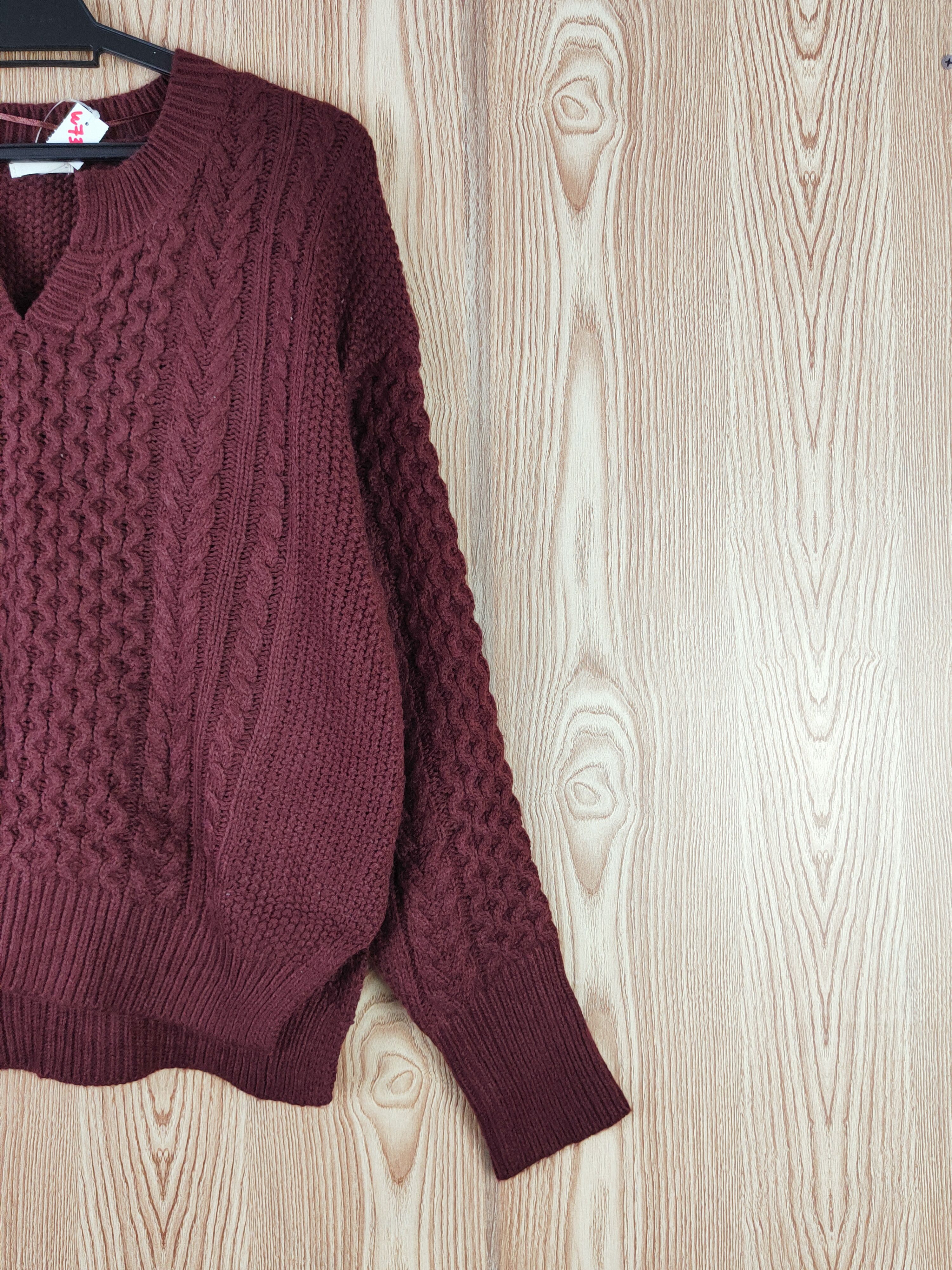 Aran Isles Knitwear × GU × Japanese Brand GU Maroon cable Knitwear Sweatshirts #W731 Size L / US 10 / IT 46 - 5 Thumbnail