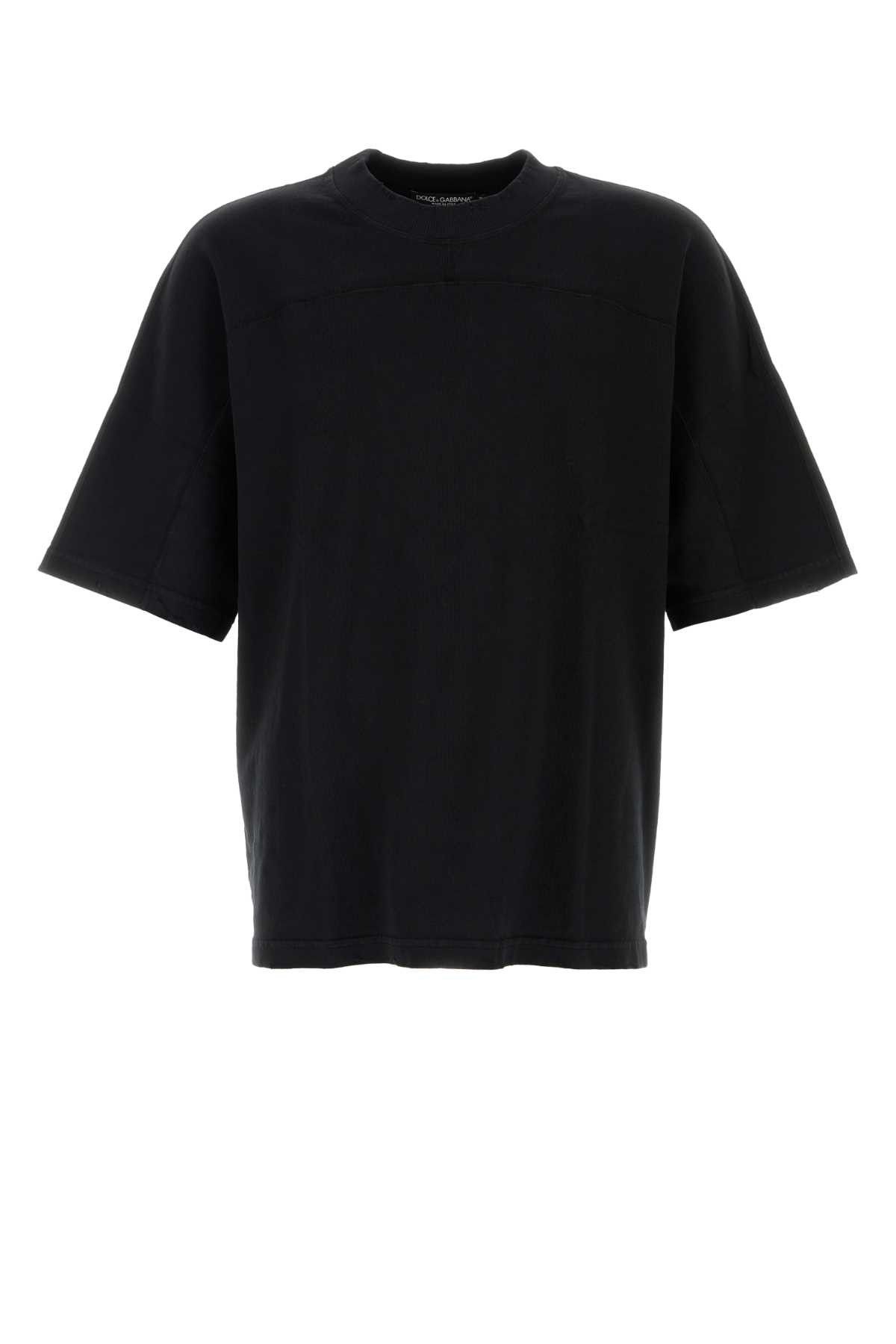 Dolce & Gabbana Black Cotton T-Shirt Size US L / EU 52-54 / 3 - 1 Thumbnail