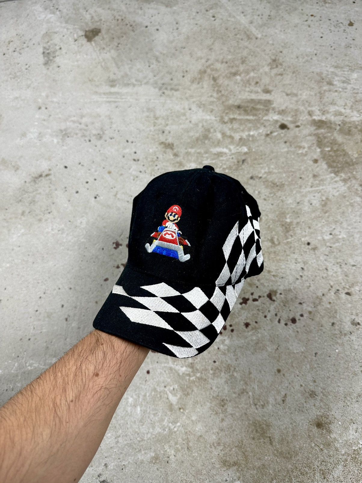 Nintendo Vintage Y2K Super Mario Black Racing Kart Hat Cap Size ONE SIZE - 1 Thumbnail