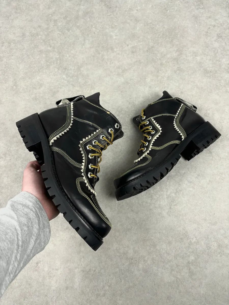 Dsquared2 2000s Dsquared2 Black Leather Contrast Stitch Boots Size US 8 / EU 41 - 1 Thumbnail
