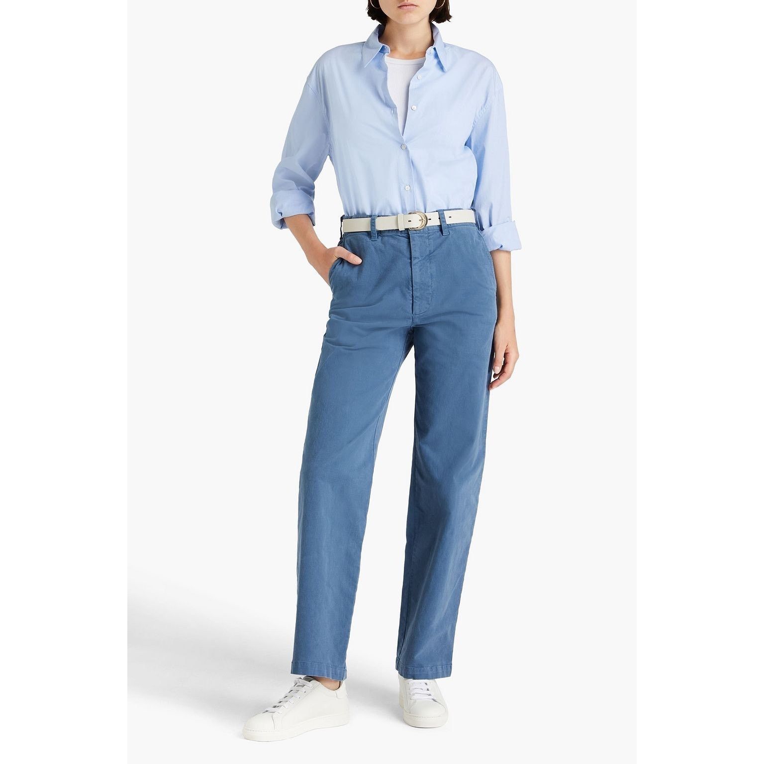 NILI LOTAN Eliot cotton-blend twill straight-leg pants Blue