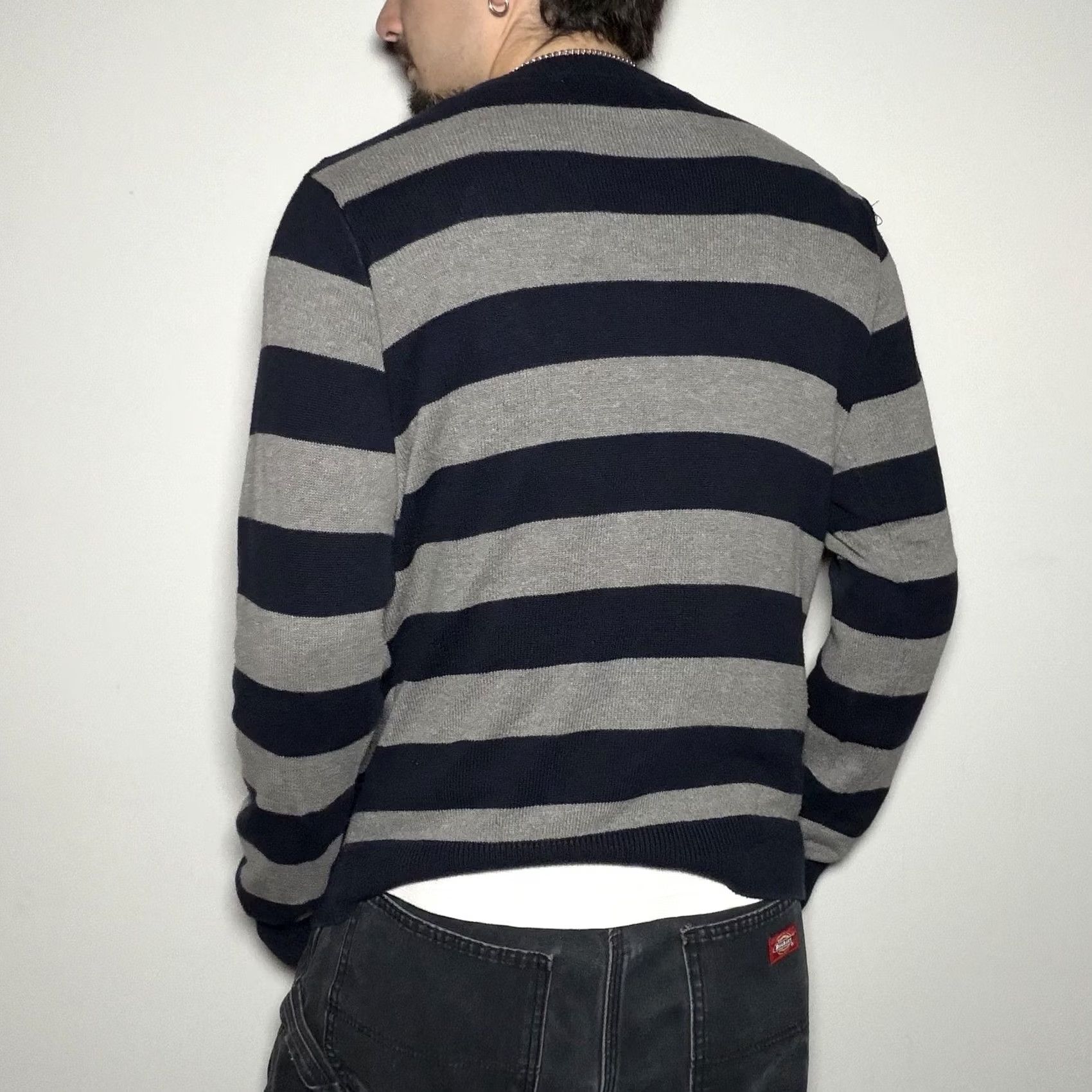 Abercrombie & Fitch Abercrombie & Fitch Sweater Mens Medium Blue Knit Crewneck Pullover Striped Y2K Vintage? Size US M / EU 48-50 / 2 - 2 Thumbnail