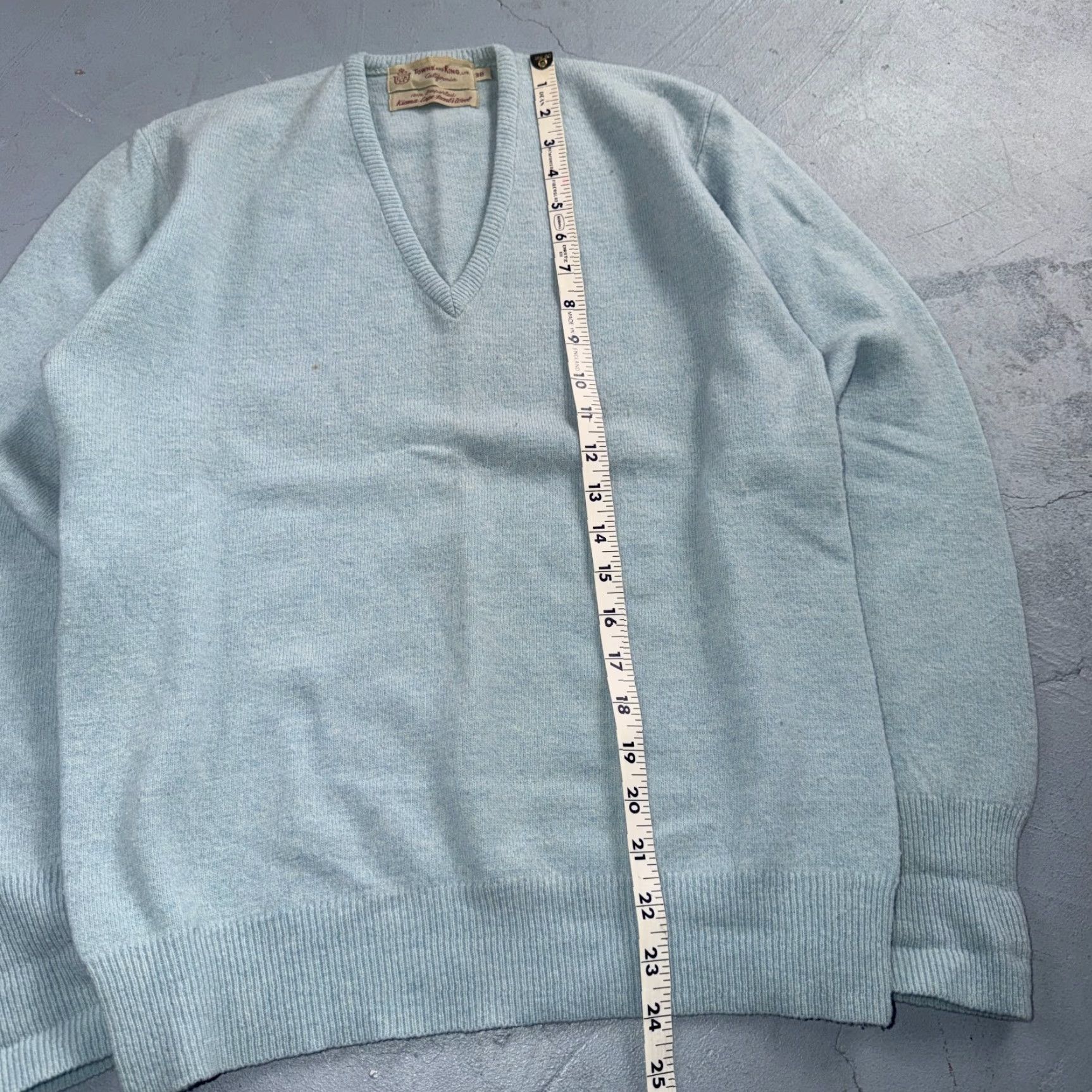 Vintage VTG 1950s Wool Lamb Pullover Sweater Rockabilly Mens V Neck Blue Towne Kin Size US M / EU 48-50 / 2 - 4 Thumbnail