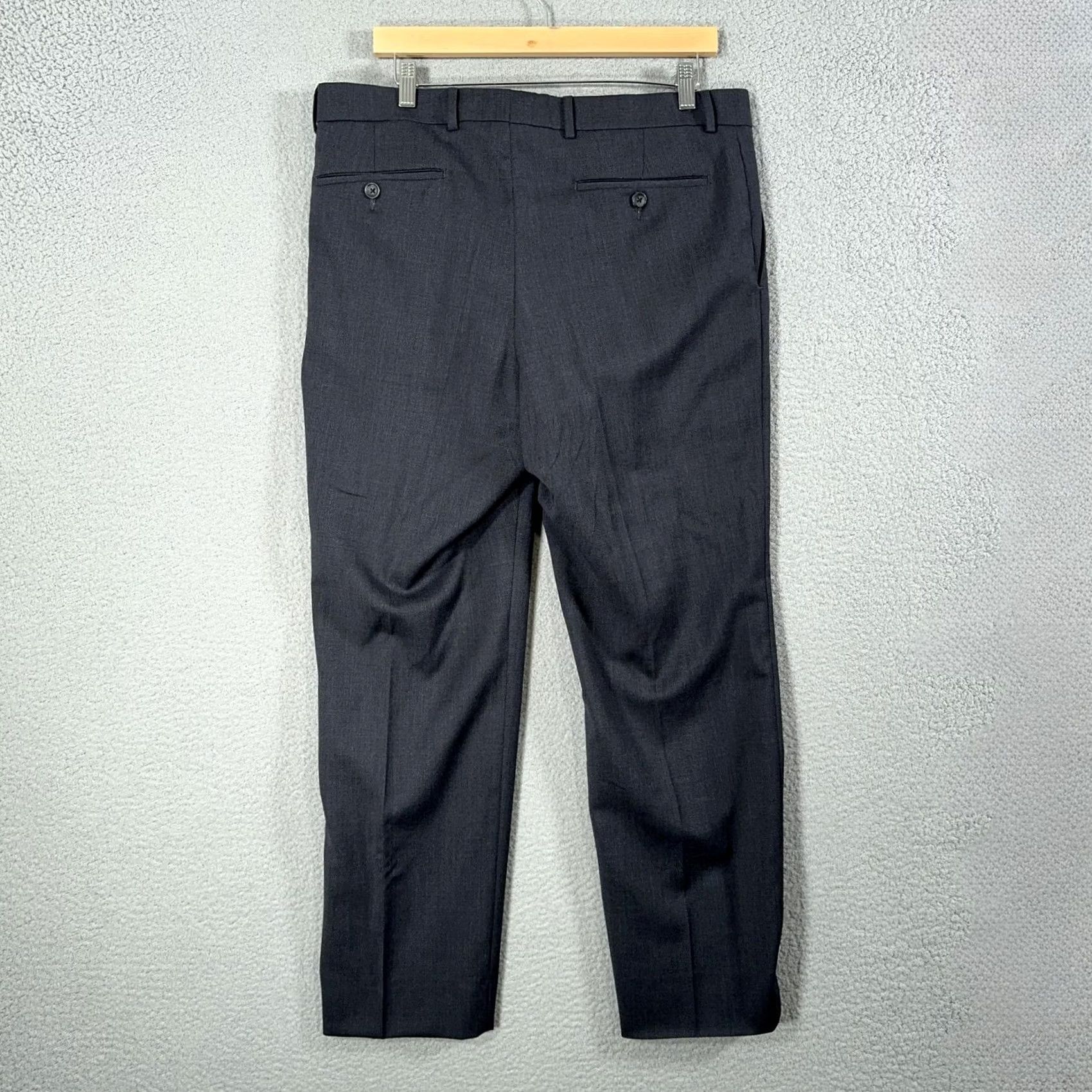 Howler Brothers Miller Brothers Wool Dress Pants Mens 35x30 Gray Comfort-EZE Straight Front Flat Front Pockets Wide Vintage No Size US 35 - 7 Thumbnail