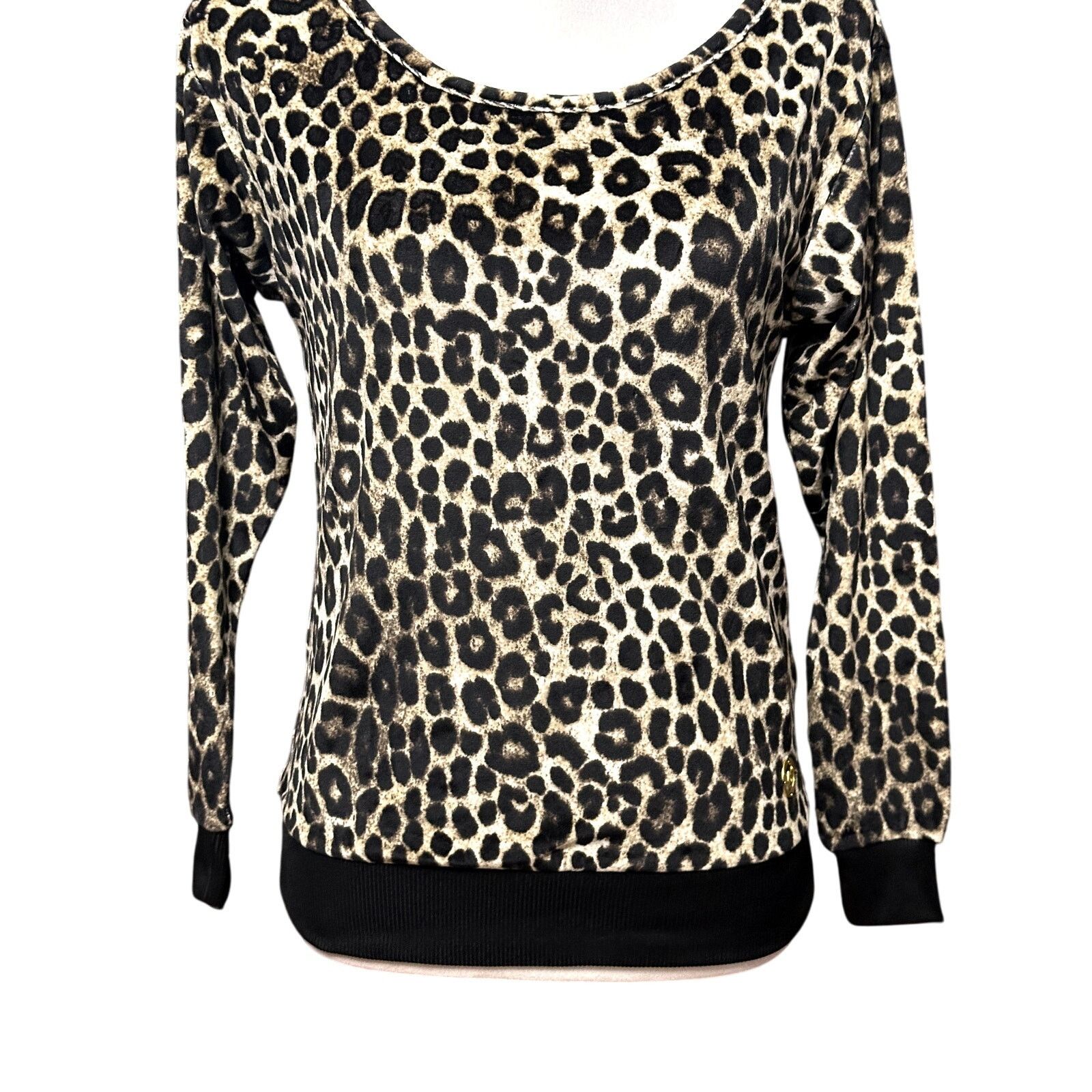 Michael Kors Michael Kors Top Velour Cheetah Print Black/Brown XXS NWT Size XXS / US 00 / IT 34 - 4 Thumbnail