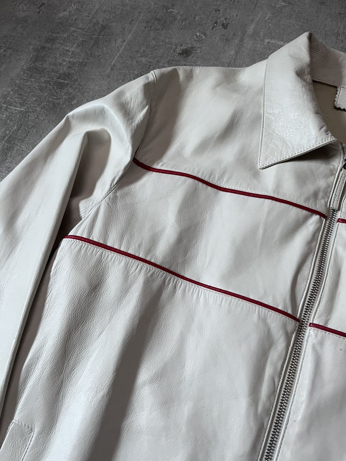 Prada Vintage Prada soft leather jacket white red line 90s Size US L / EU 52-54 / 3 - 5 Thumbnail