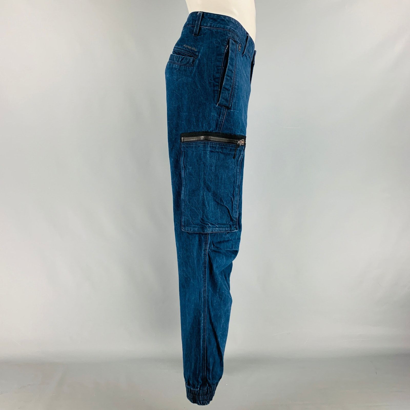 G-Star G-STAR 36 Indigo Solid Cotton Cargo Pockets Casual Pants Size US 36 / EU 52 - 2 Thumbnail