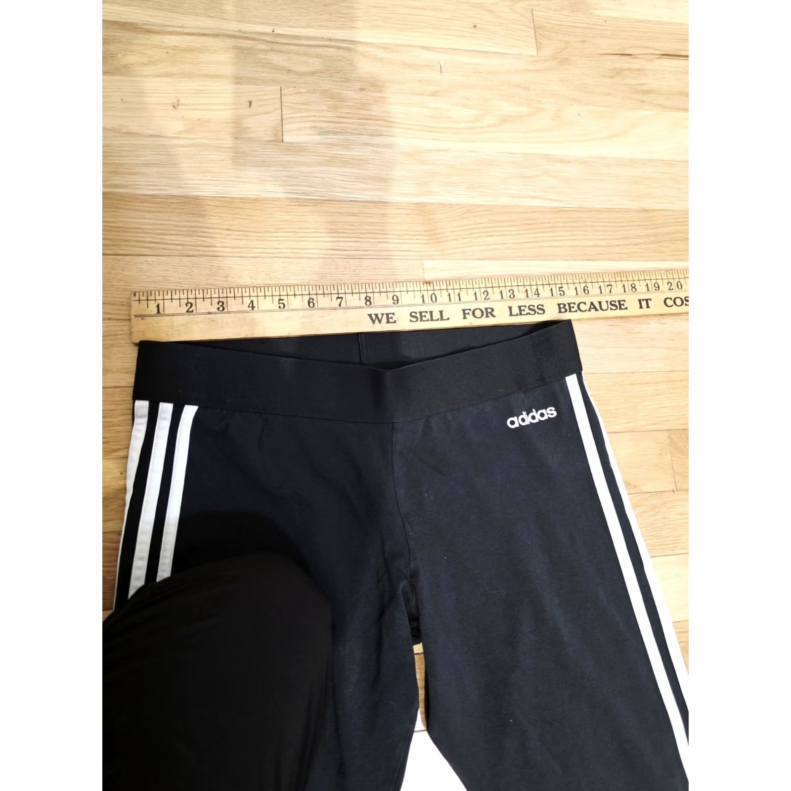 Adidas VINTAGE? No — Adidas Essentials Leggings Women L Black White Activewear Elastic Waist Ankle Stretch Breathable Logo 3 Stripes Slimming Daywear Women Size 36" / US 14 / IT 50 - 5 Thumbnail