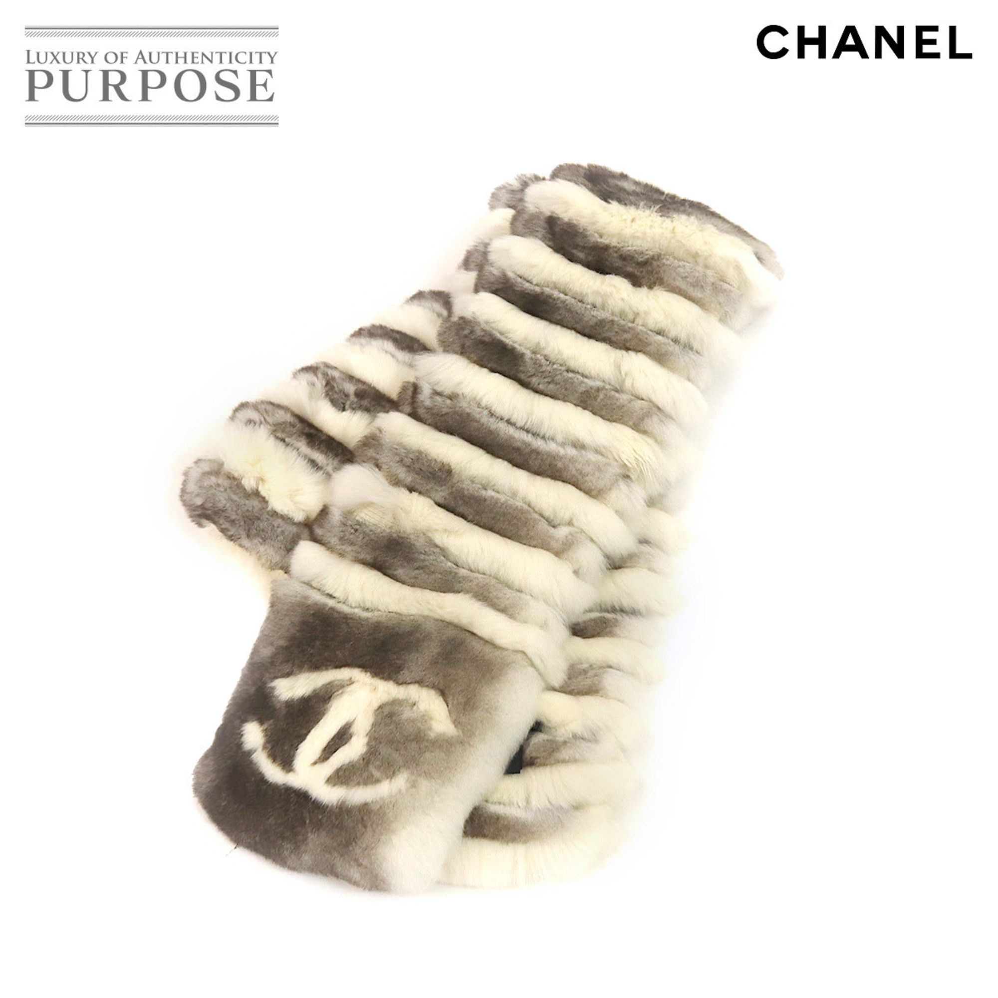 Chanel CHANEL Orylag Fur Scarf Lapin Rabbit Cashmere White Brown Here ...