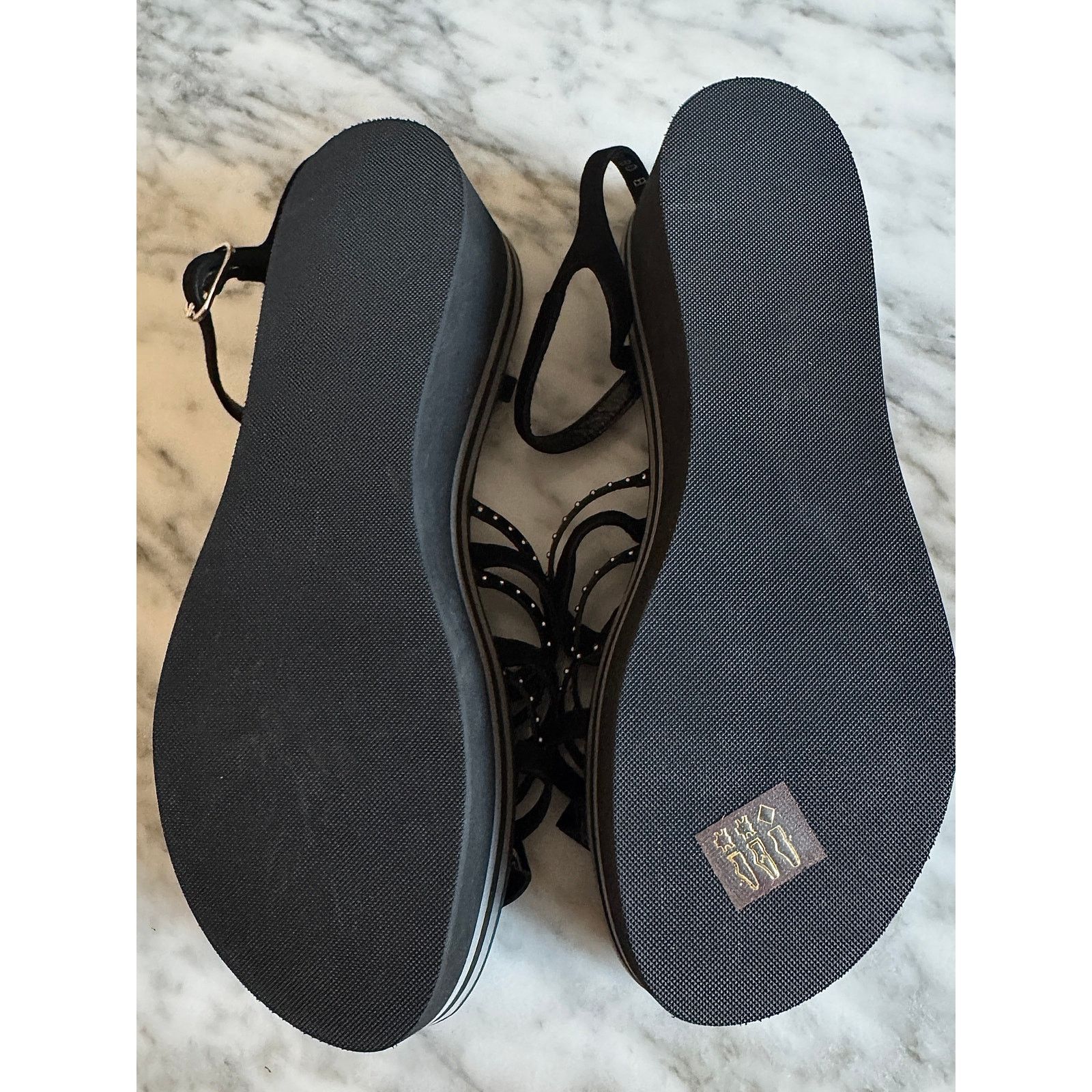 Robert Clergerie Robert Clergerie Flatform Sandals Black Leather Size US 9.5 / IT 39.5 - 6 Thumbnail