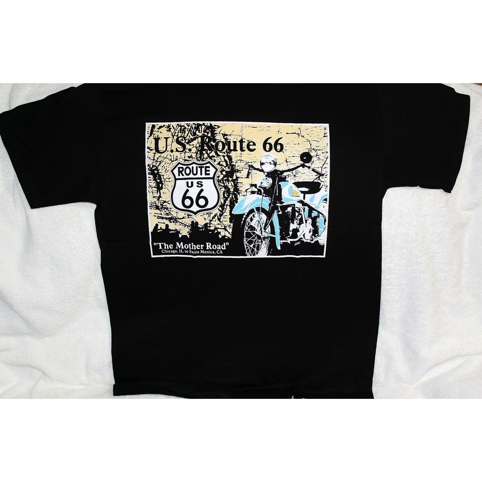 Route 66 MOTORCYCLE ROUTE 66 THE MOTHER ROAD AMERICA USA MAP T-SHIRT ALSTYLE APPAREL Black Mens Large Short Sleeve Graphic Tee Size US L / EU 52-54 / 3 - 2 Thumbnail