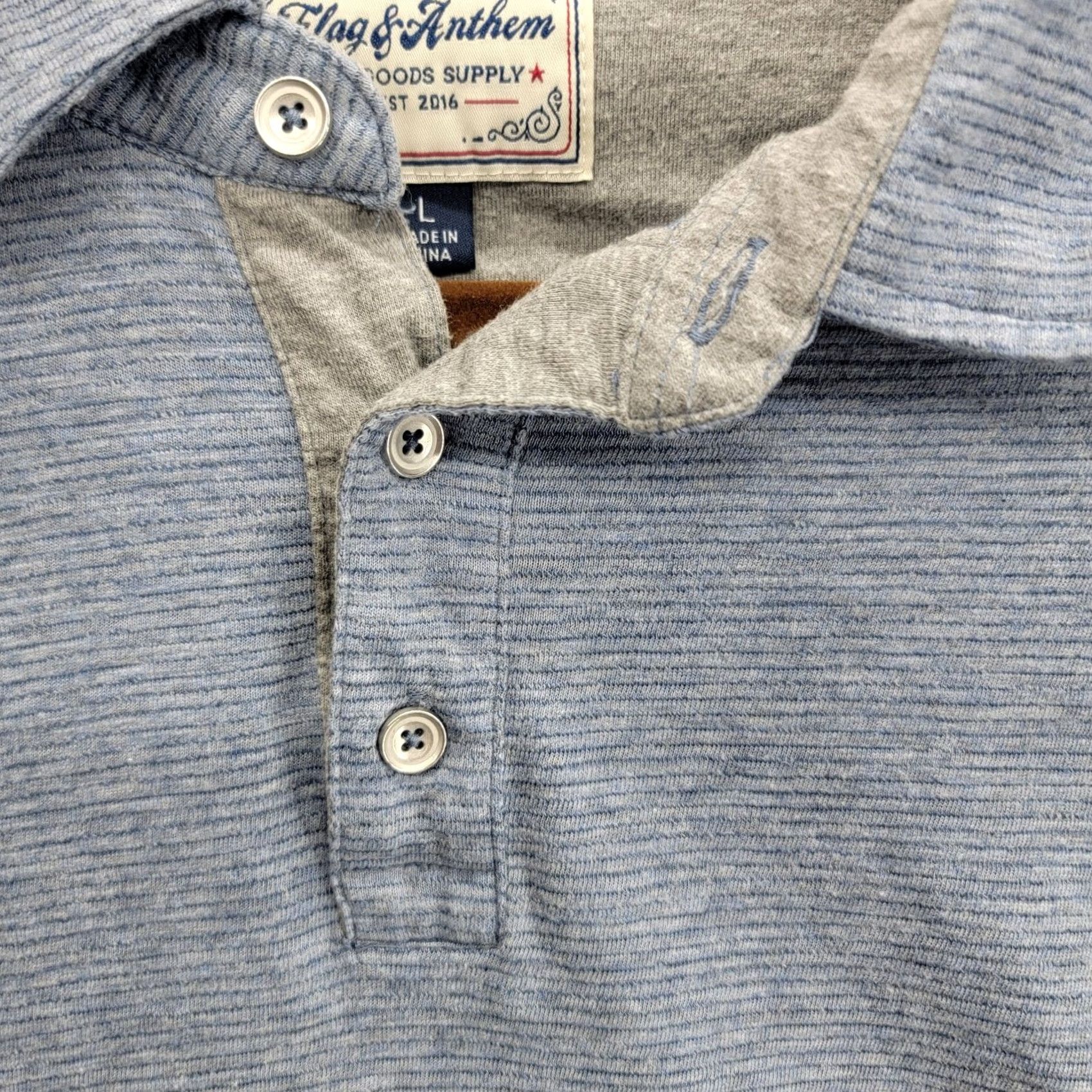 Flag & Anthem Flag & Anthem shirt Mens Large Striped Blue Gray Polo Size US L / EU 52-54 / 3 - 3 Thumbnail