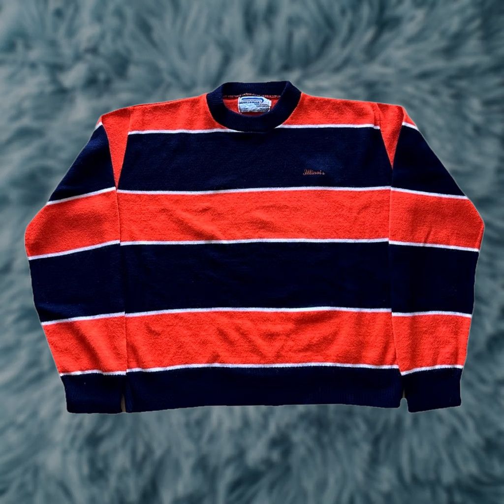 Vintage VINTAGE 1980s University Of Illinois Knit Sweater Navy Orange Men’s XL Pullover Knit Logo Regular Sweatshirt? Size US XL / EU 56 / 4 - 1 Thumbnail