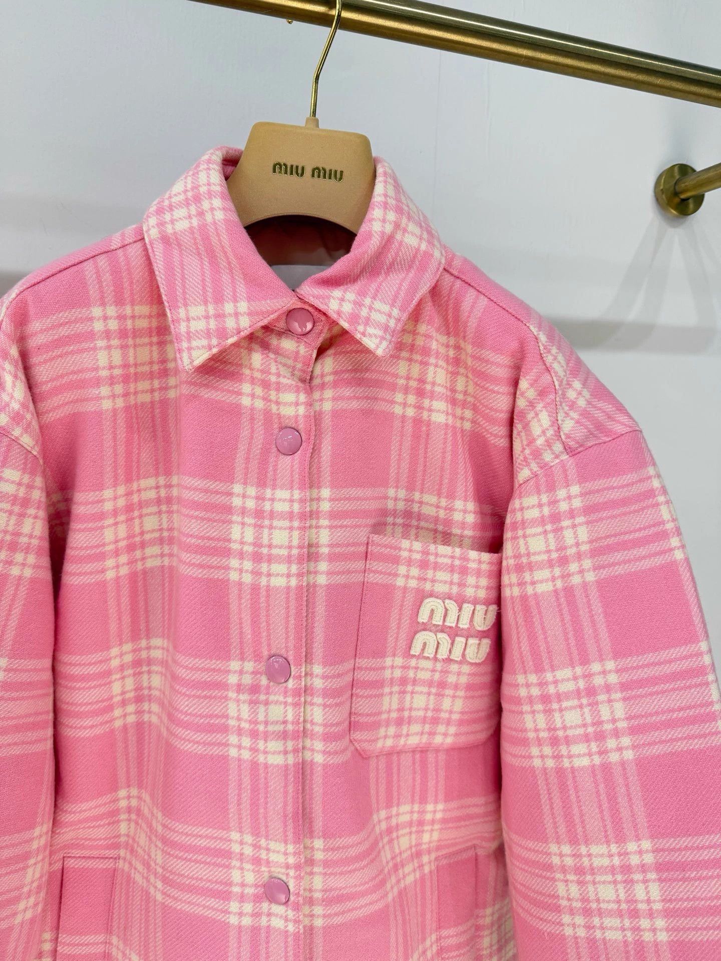 Miu Miu MIU MIU Pink Gingham Logo Puffer Jacket 40 Size S / US 4 / IT 40 - 2 Thumbnail