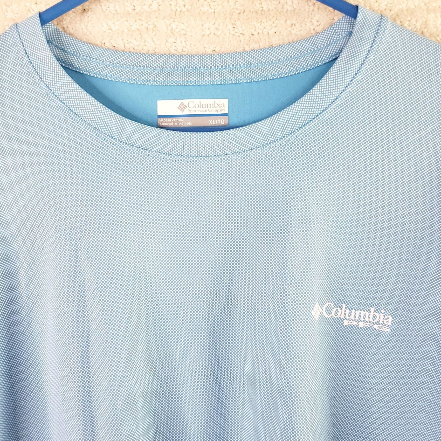 Vintage Columbia PFG Omni-Shade Shirt Mens XL Blue Pebbled Short Sleeve Crew Neck Graphic Geometric Outdoors 90s Retro Size US XL / EU 56 / 4 - 3 Thumbnail