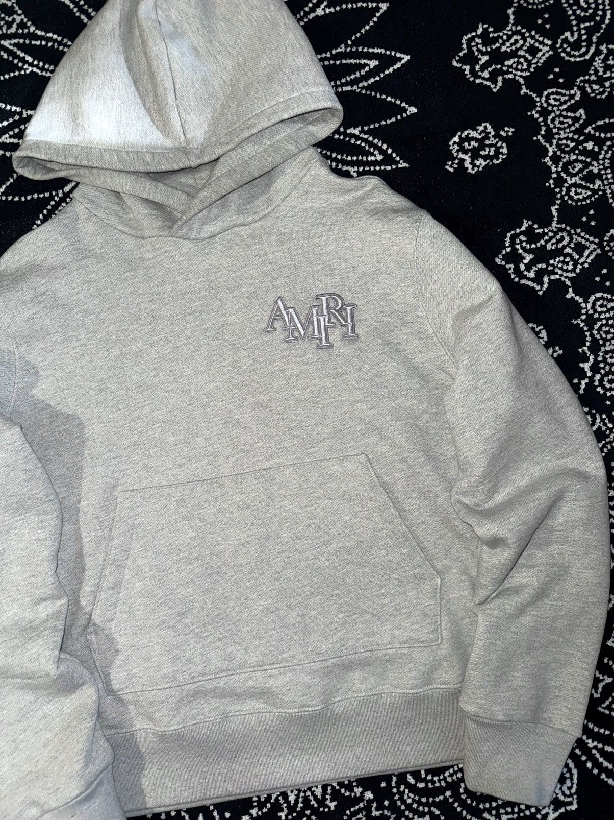 Amiri AMIRI STAGGERED LOGO GREY HOODIE Size US S / EU 44-46 / 1 - 6 Thumbnail
