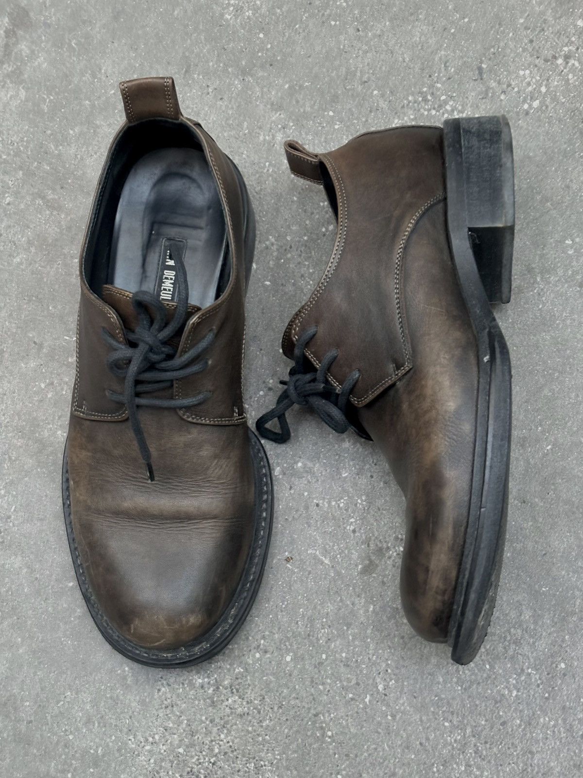 Ann Demeulemeester Ann Demeulemeester | Tea-Core Leather Distressed Derby Shoes Size US 7 / IT 37 - 3 Thumbnail