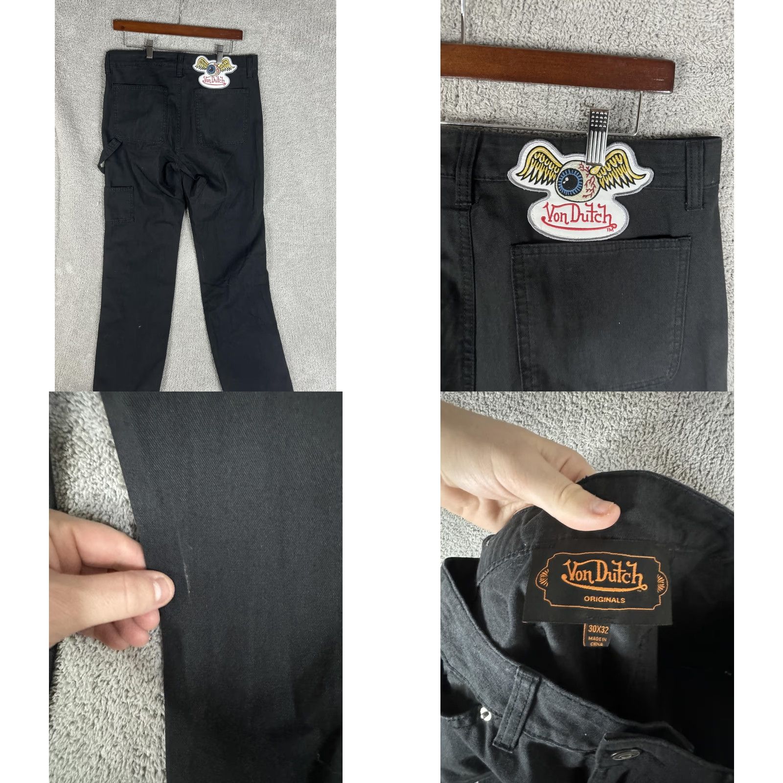 Von Dutch VINTAGE Von Dutch Jeans Mens 30x32 Black Carpenter Denim Logo Y2K Straight Pocket Hammer Loop Mens Size US 30 / EU 46 - 9 Thumbnail