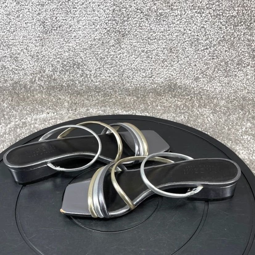 Vintage VINTAGE M. GEMI Women's Sandals Size 5.5 Leather Strappy Silver Slip-On Outdoor Summer Size US 5.5 / IT 35.5 - 5 Thumbnail